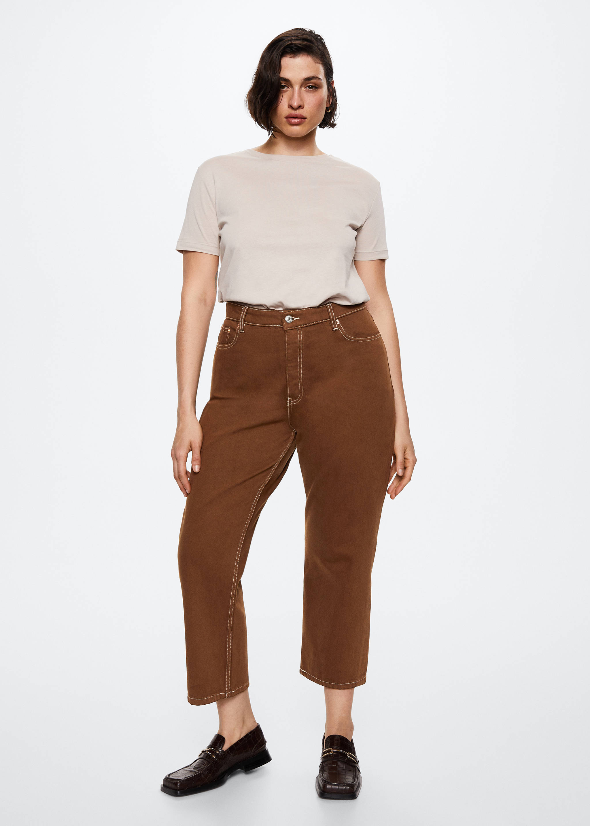 Jeans rectos tiro alto crop - Detalle del artículo 3