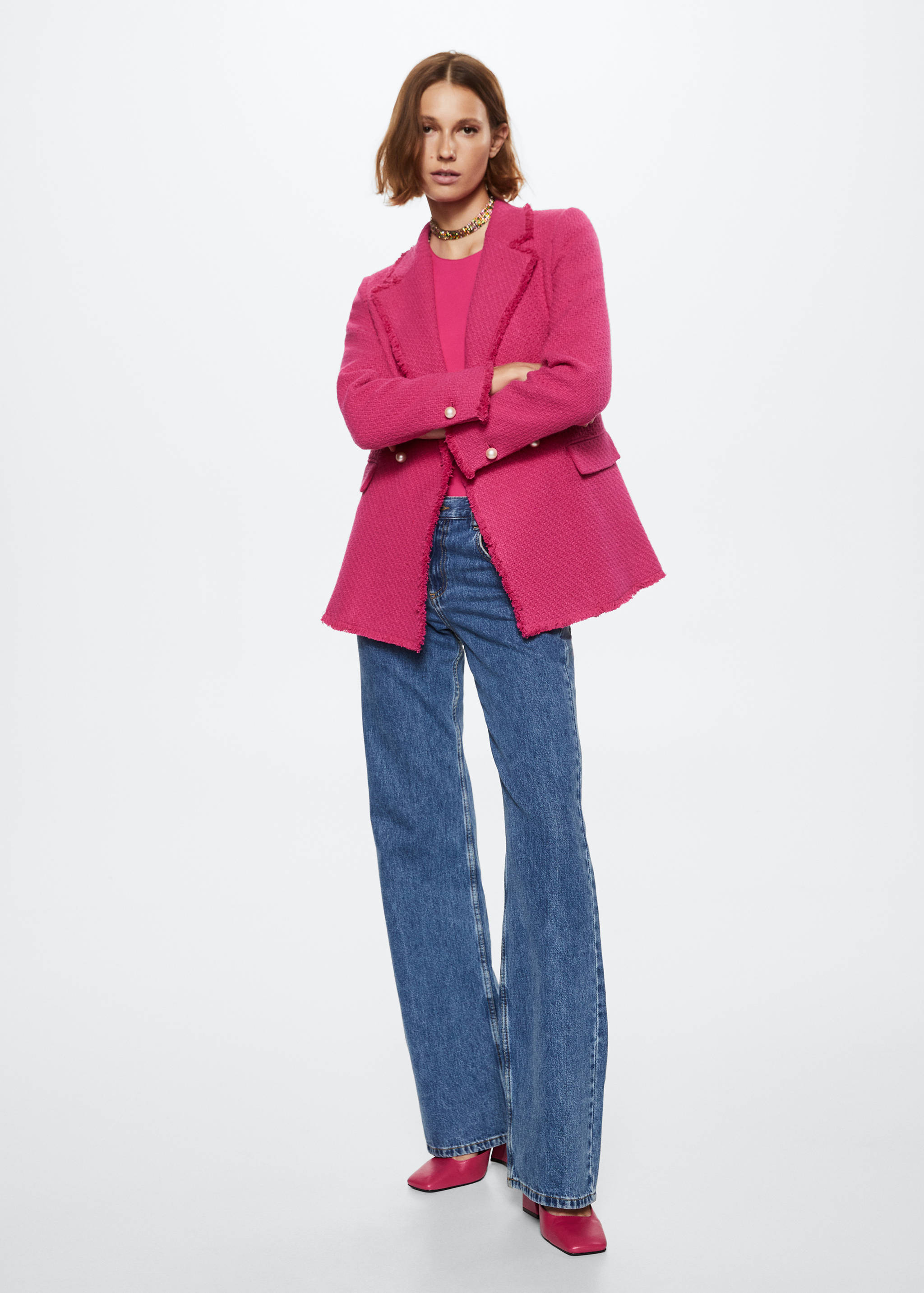 Buttons tweed blazer - General plane