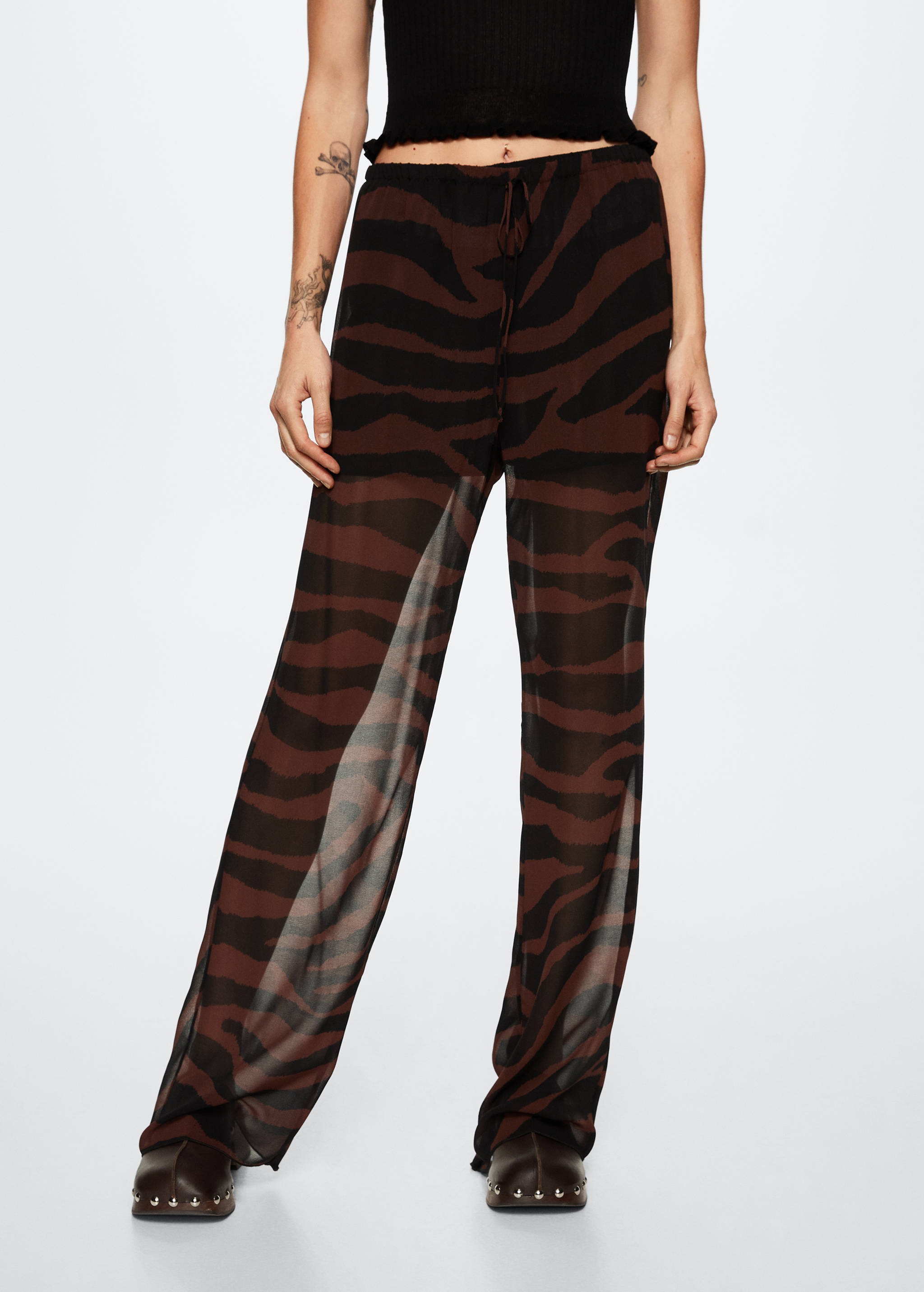 Gerade Hose mit Animal-Print - Mittlere Ansicht