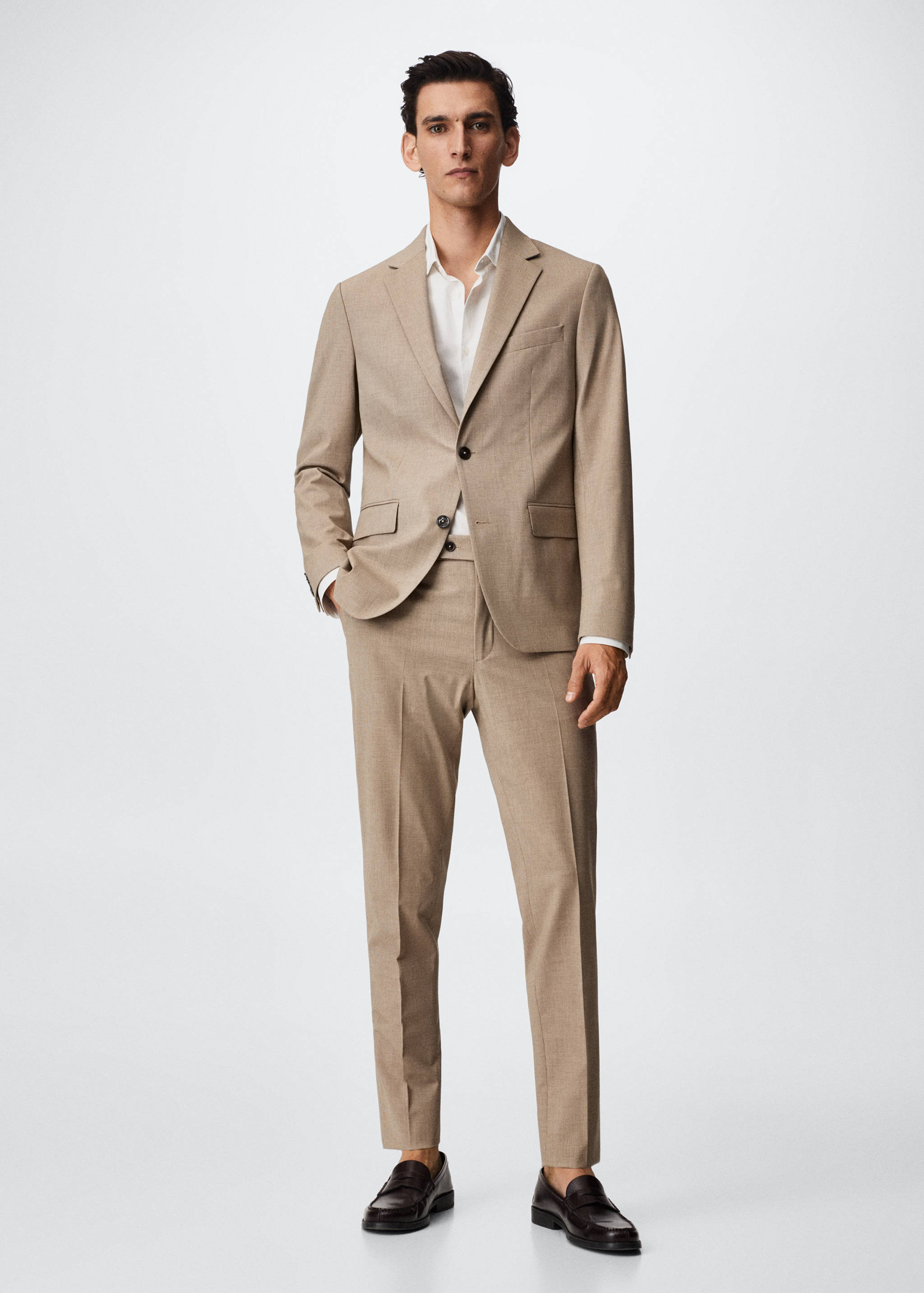 Pantalons vestir slim fit llana - Pla general