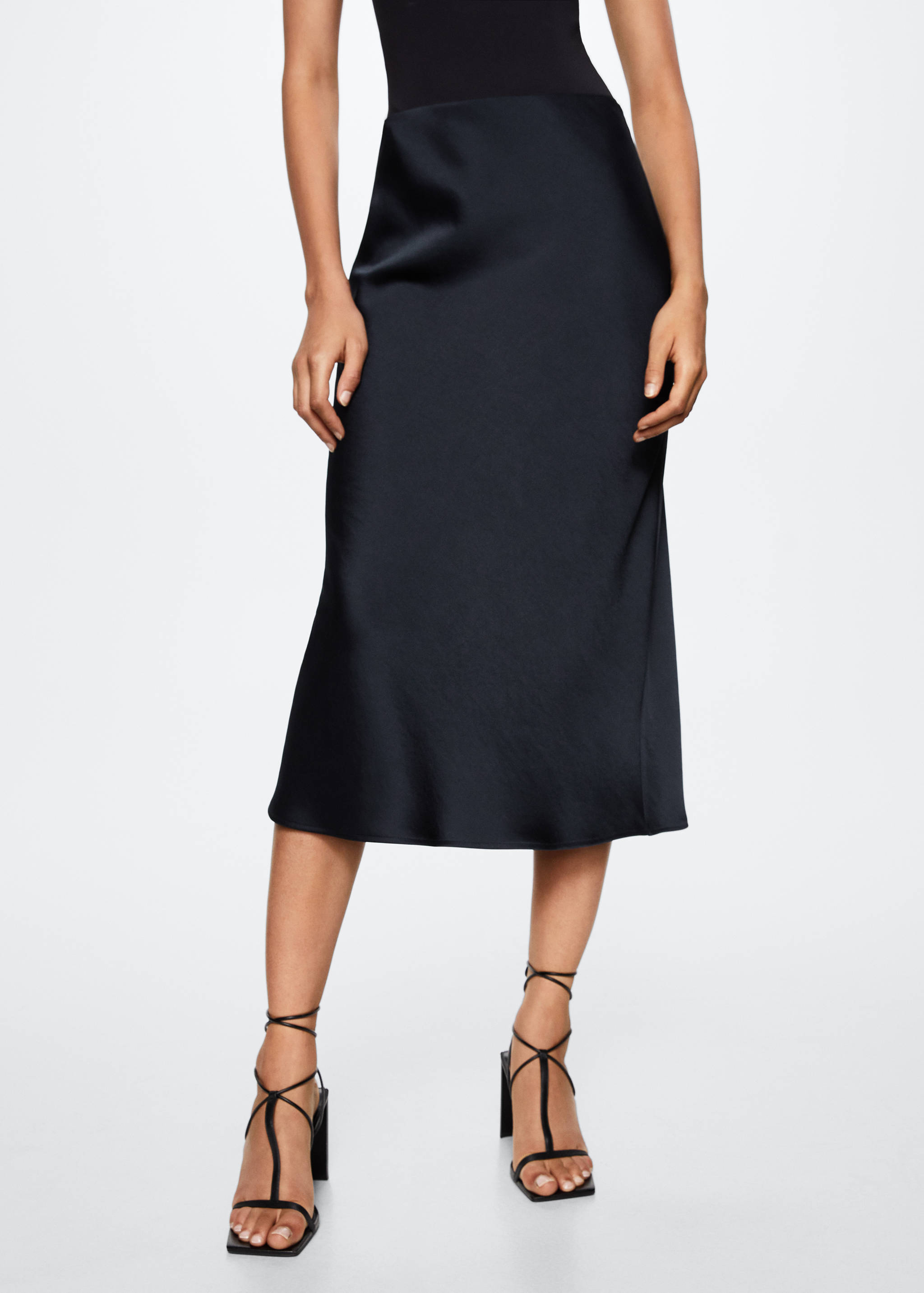 Midi satin skirt - Medium plane