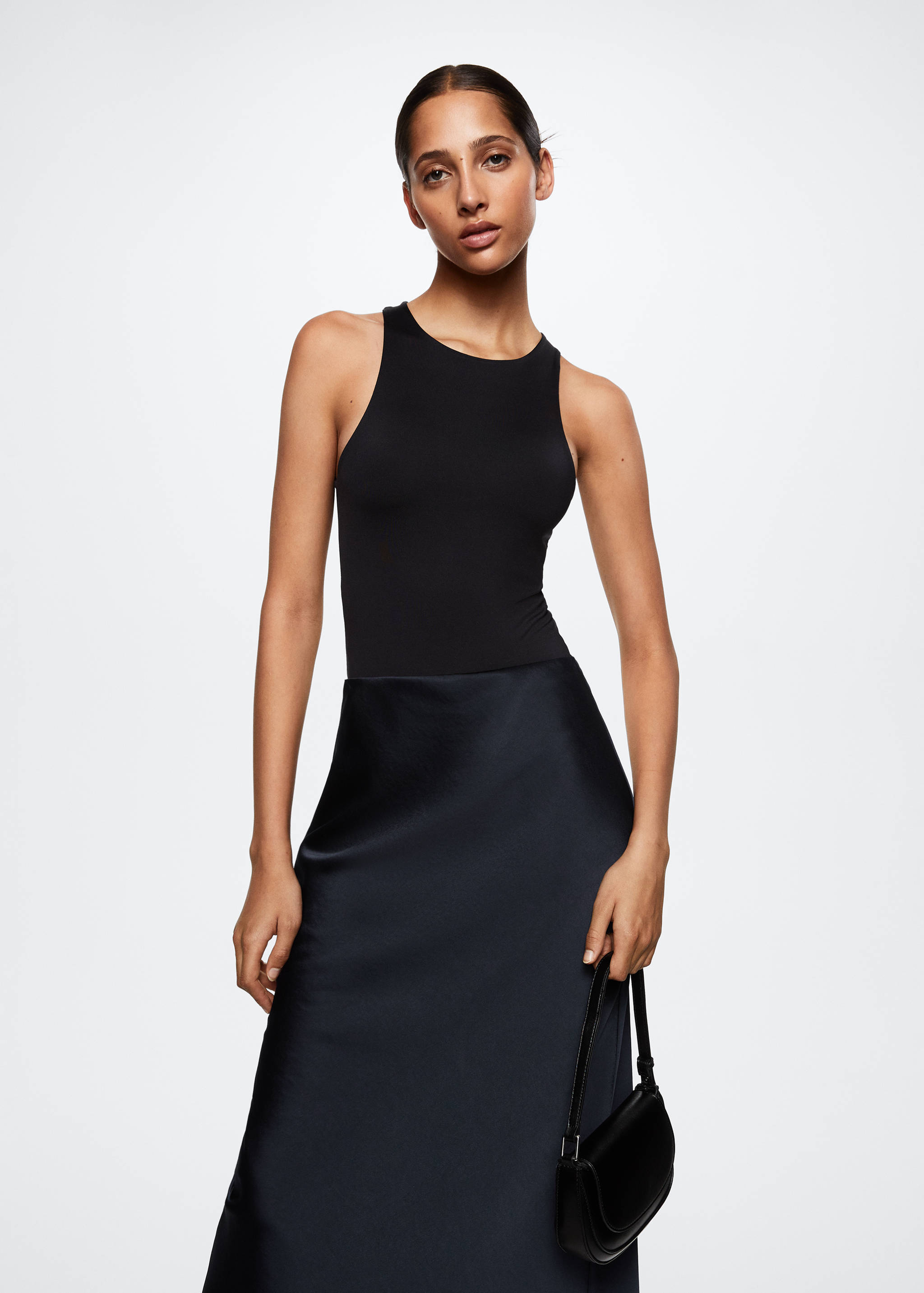 Midi satin skirt - Details of the article 1