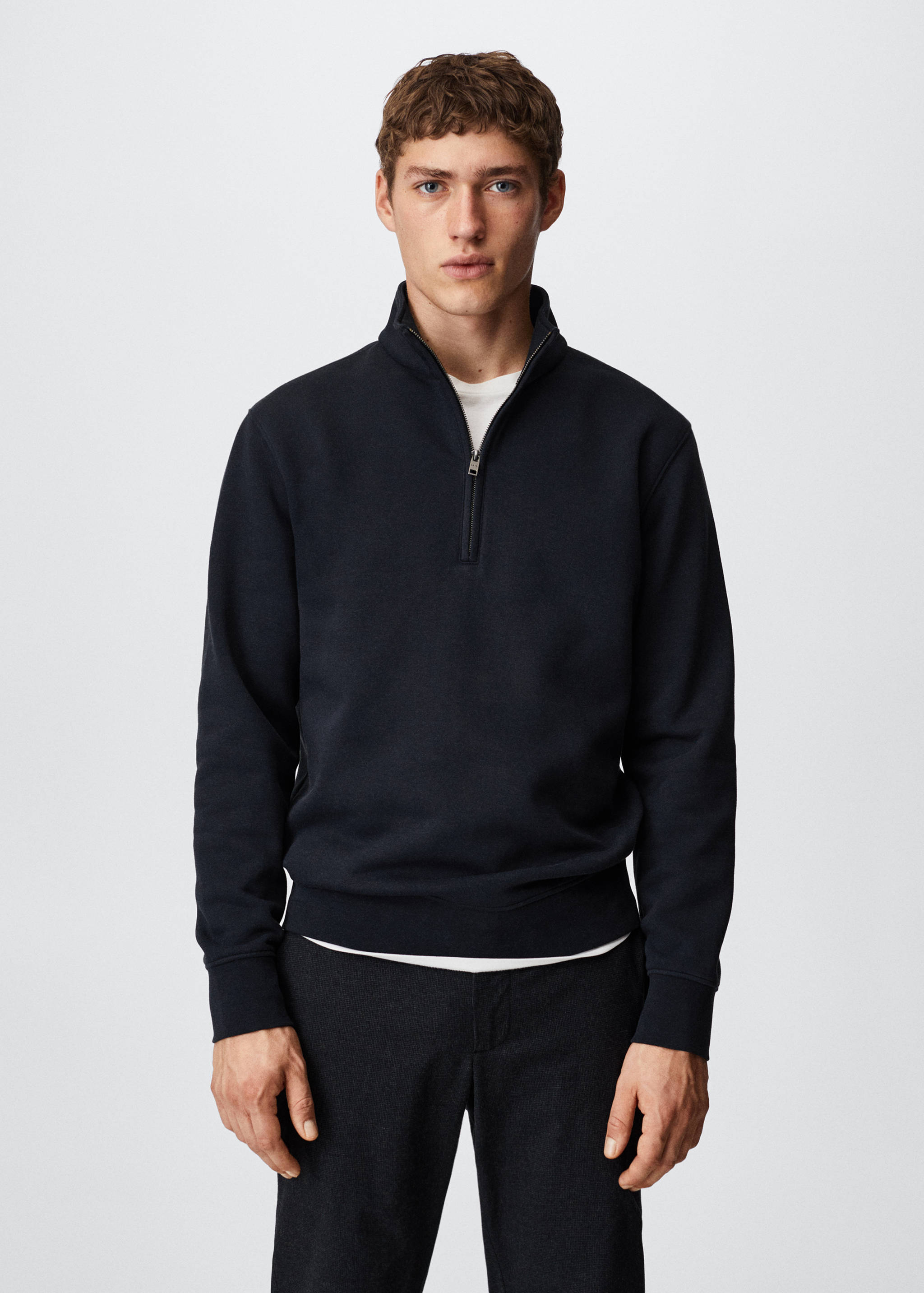 Cotton sweatshirt with zip neck - Medium plane