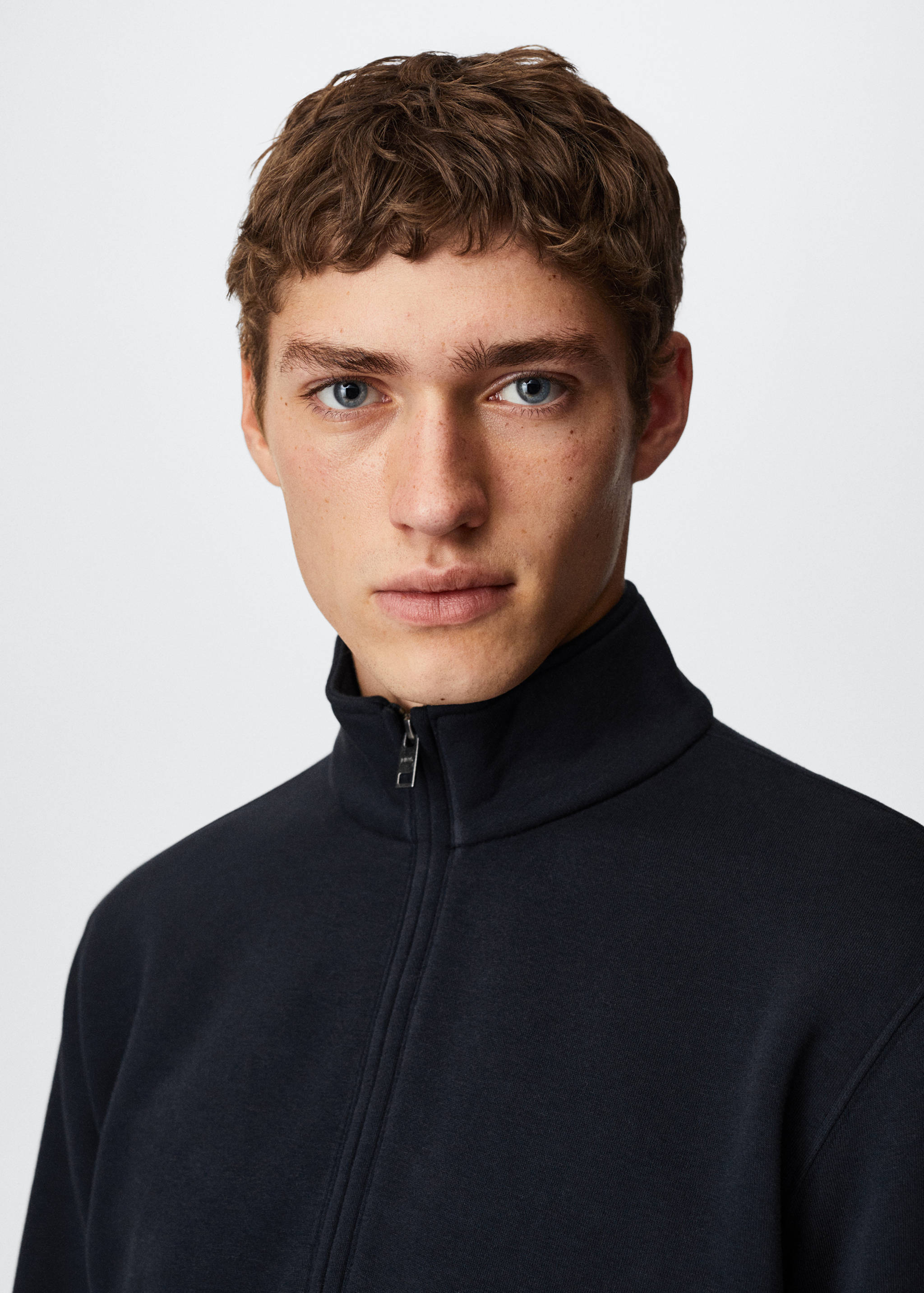 Cotton sweatshirt with zip neck - Details of the article 1