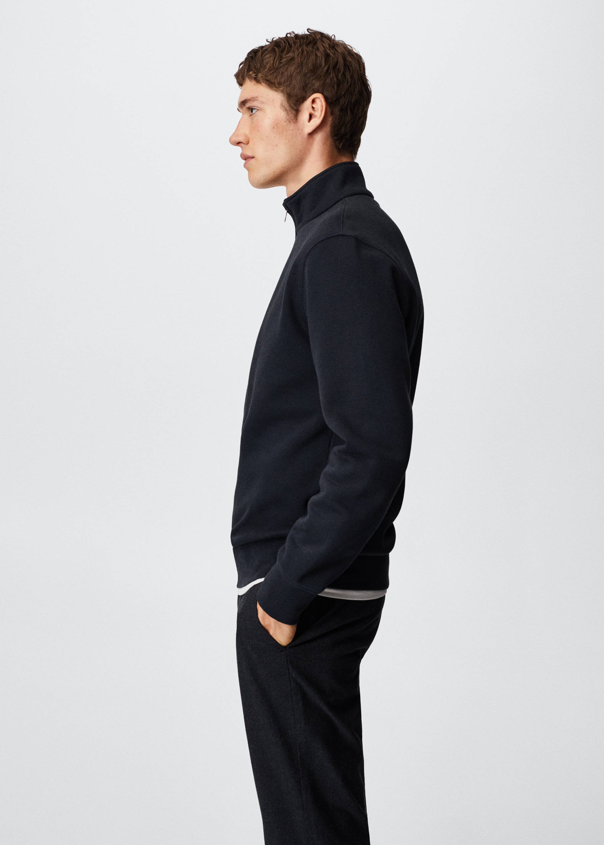Cotton sweatshirt with zip neck - Details of the article 2