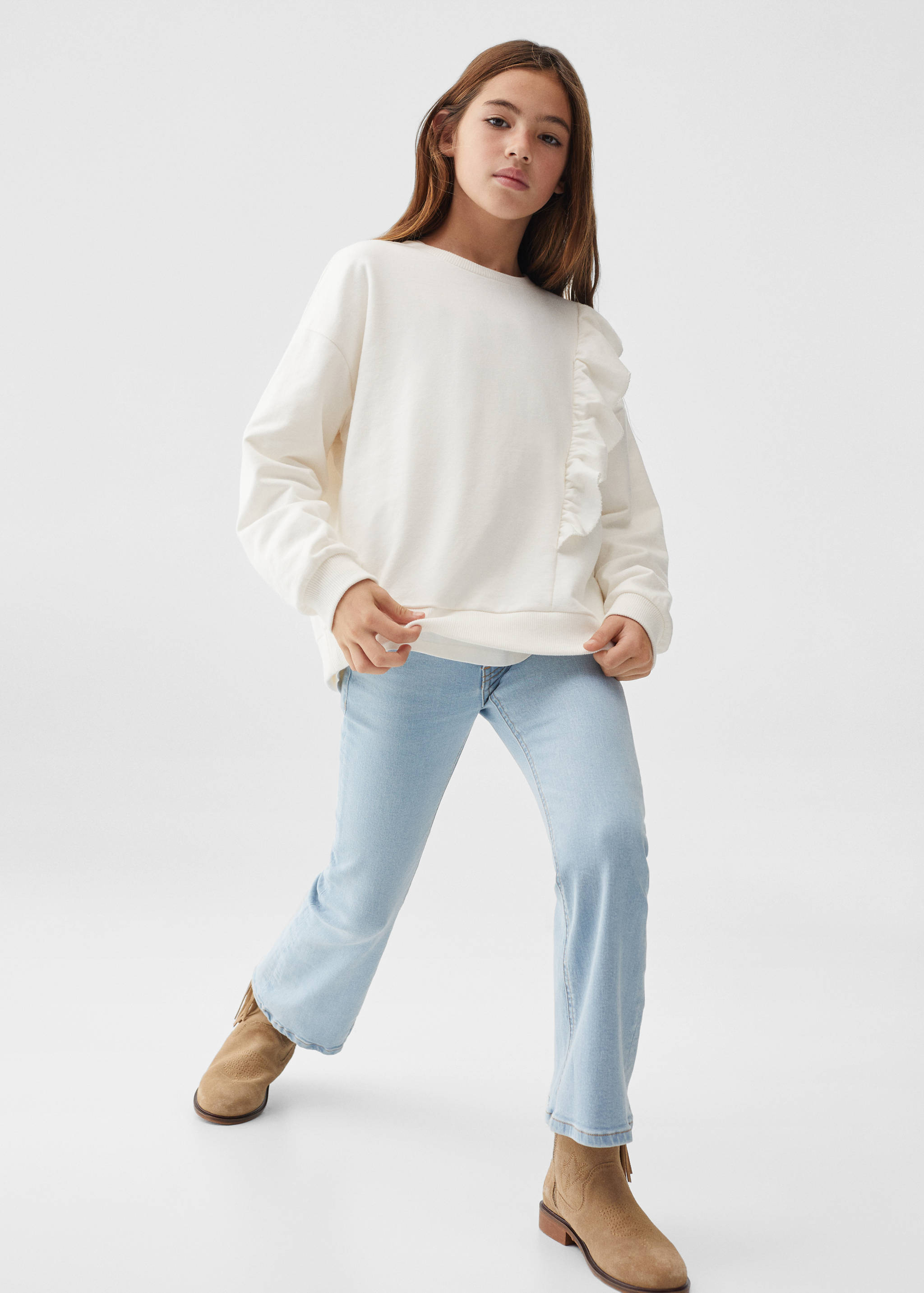 Baumwoll-Sweatshirt mit Rüschen - Allgemeine Ansicht