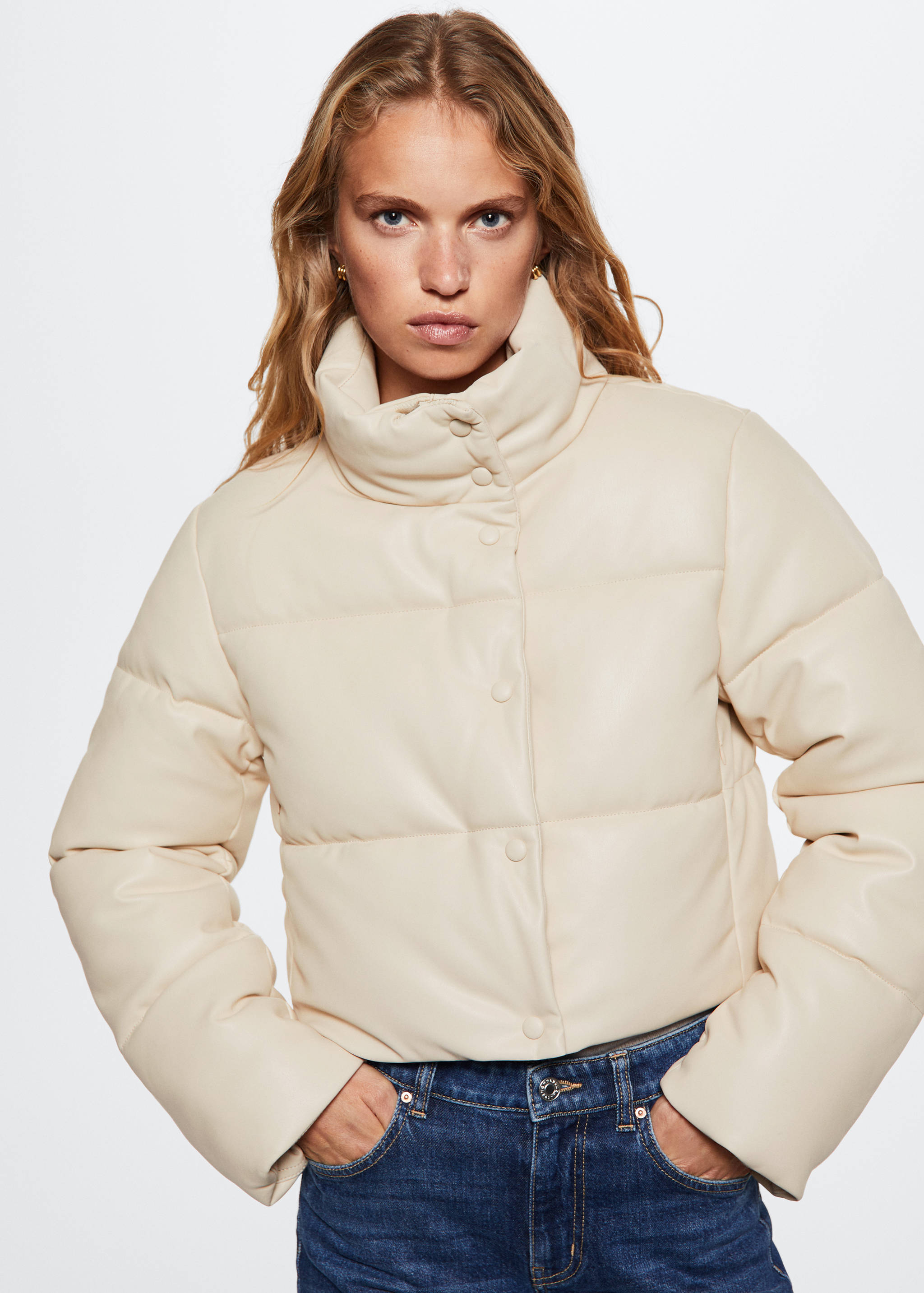Steppanorak mit Leder-Effekt - Mittlere Ansicht