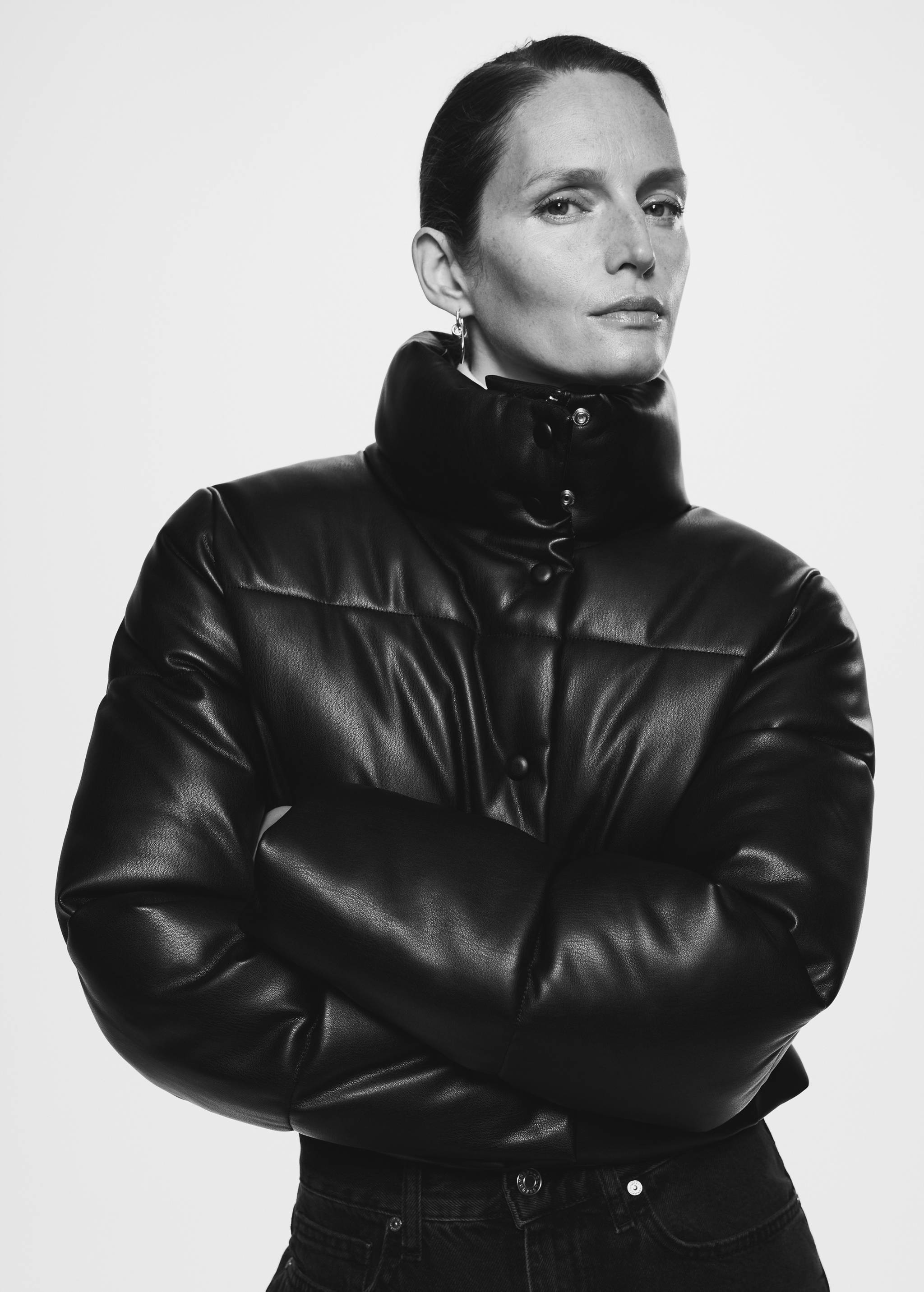 Steppanorak mit Leder-Effekt - Mittlere Ansicht