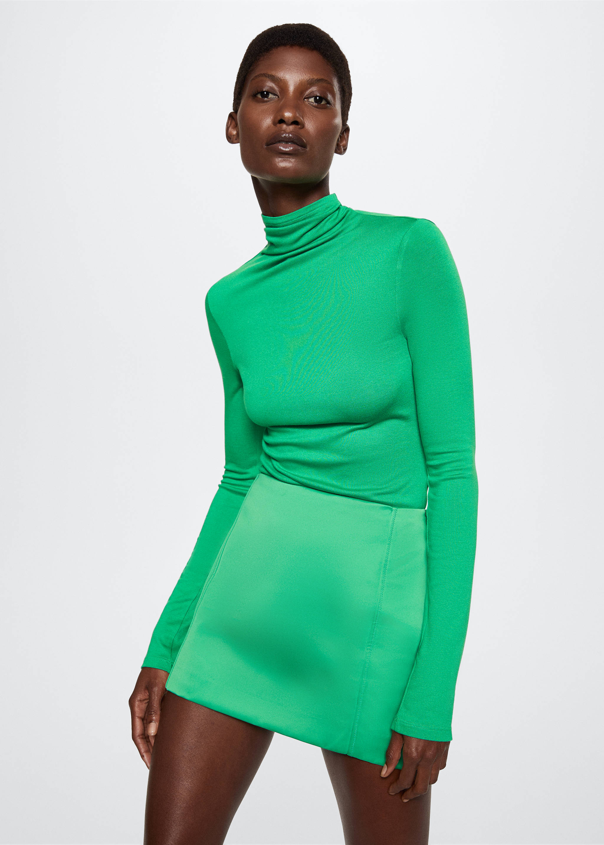 High-collar knitwear t-shirt - Medium plane