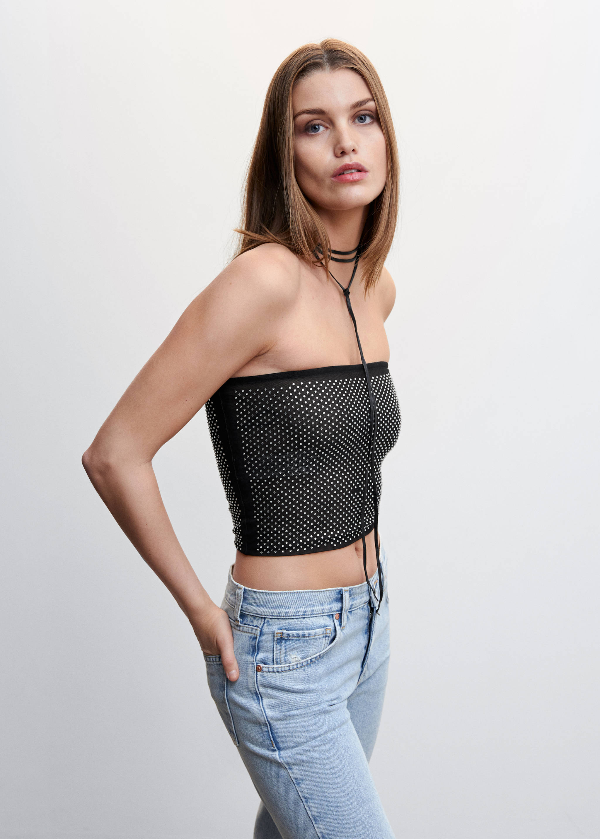 Strass-Bandeau-Top - Mittlere Ansicht