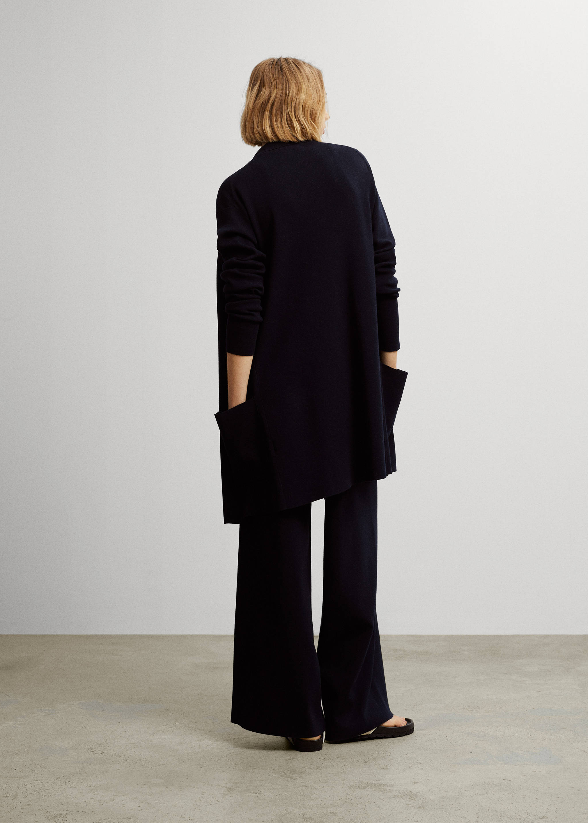 Cardigan lung din tricot compact - Spatele articolului