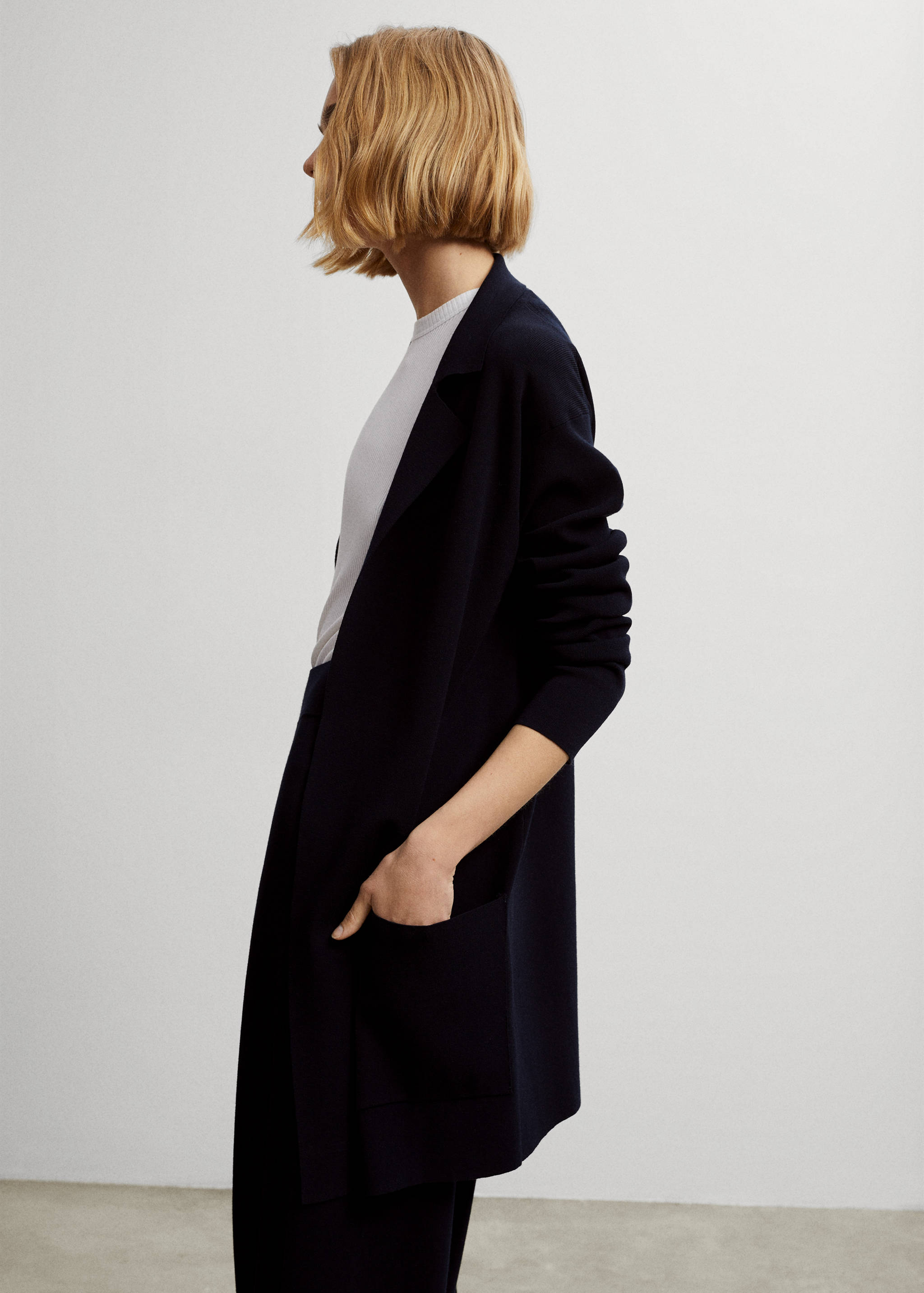 Cardigan lung din tricot compact - Detaliu al articolului 1