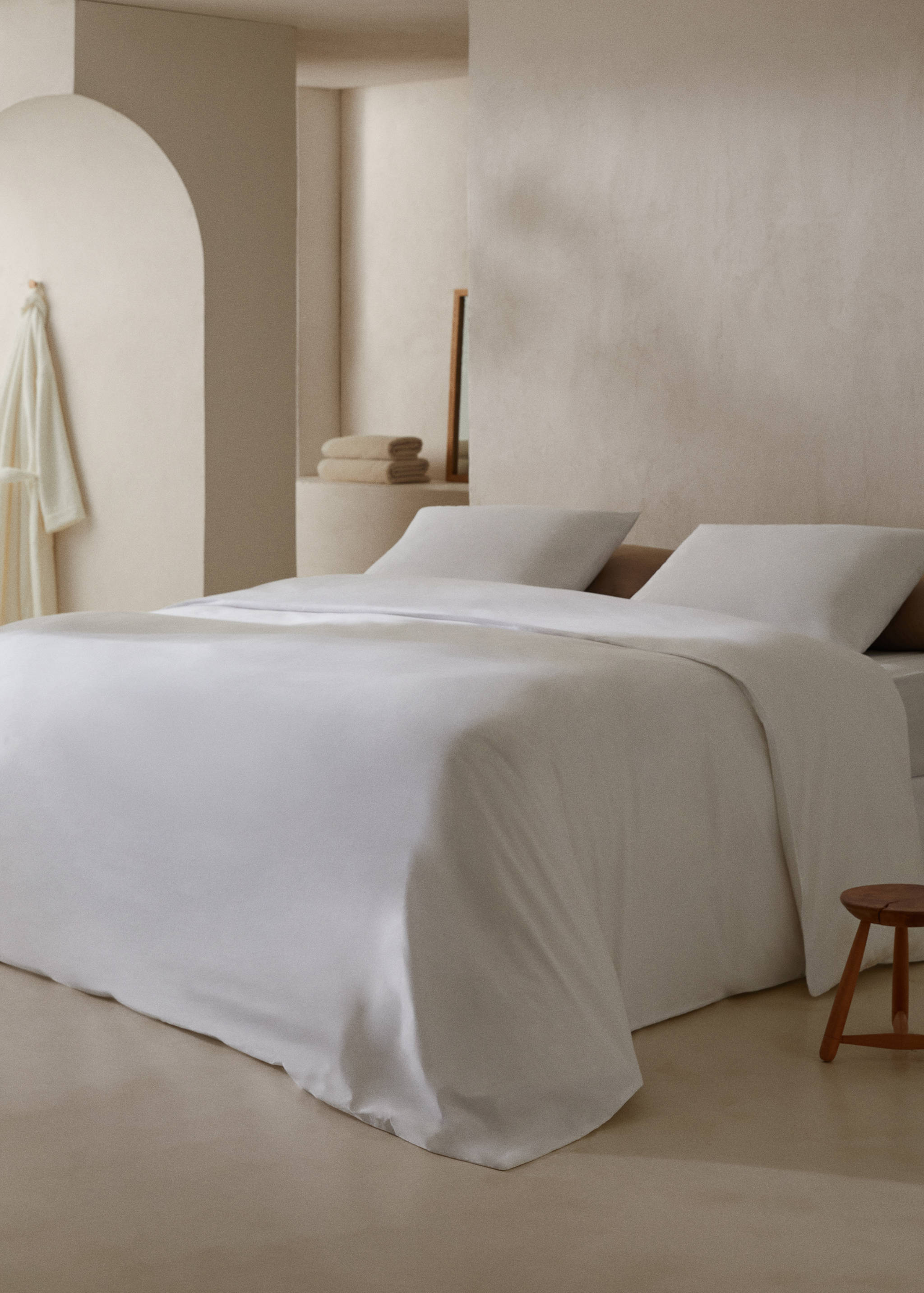 Percale cotton duvet cover (300 threads) superking bed - General plane