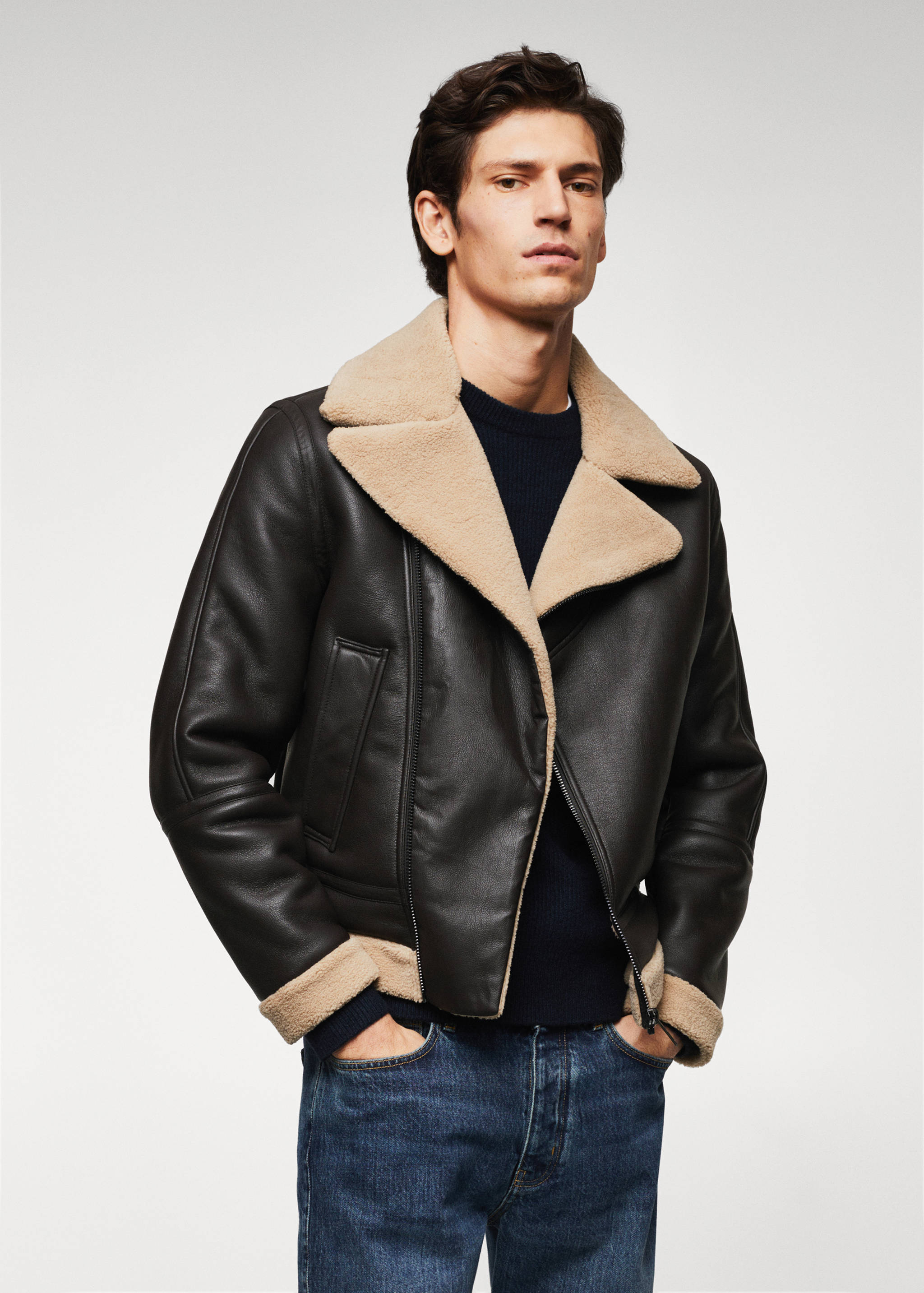 Jacket with shearling-effect lining - Medium plane