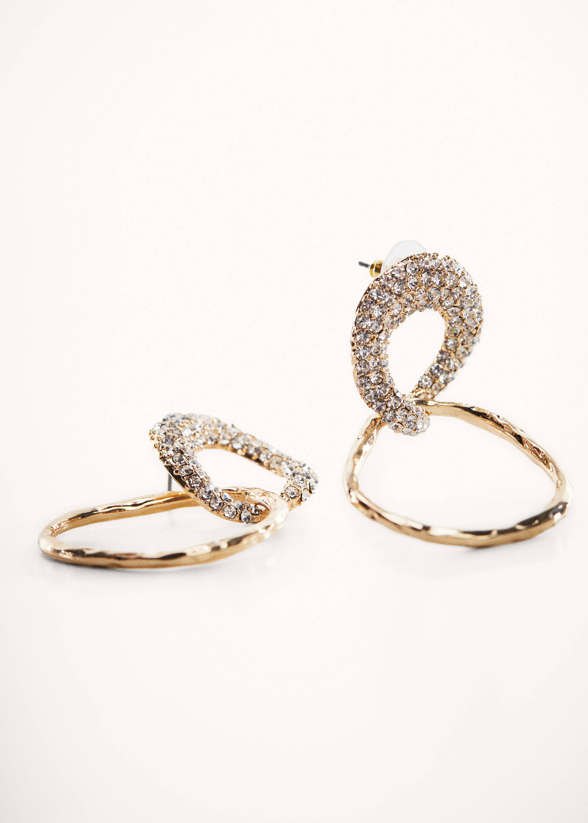 Irregular double-hoop earrings with crystals - Details of the article 5