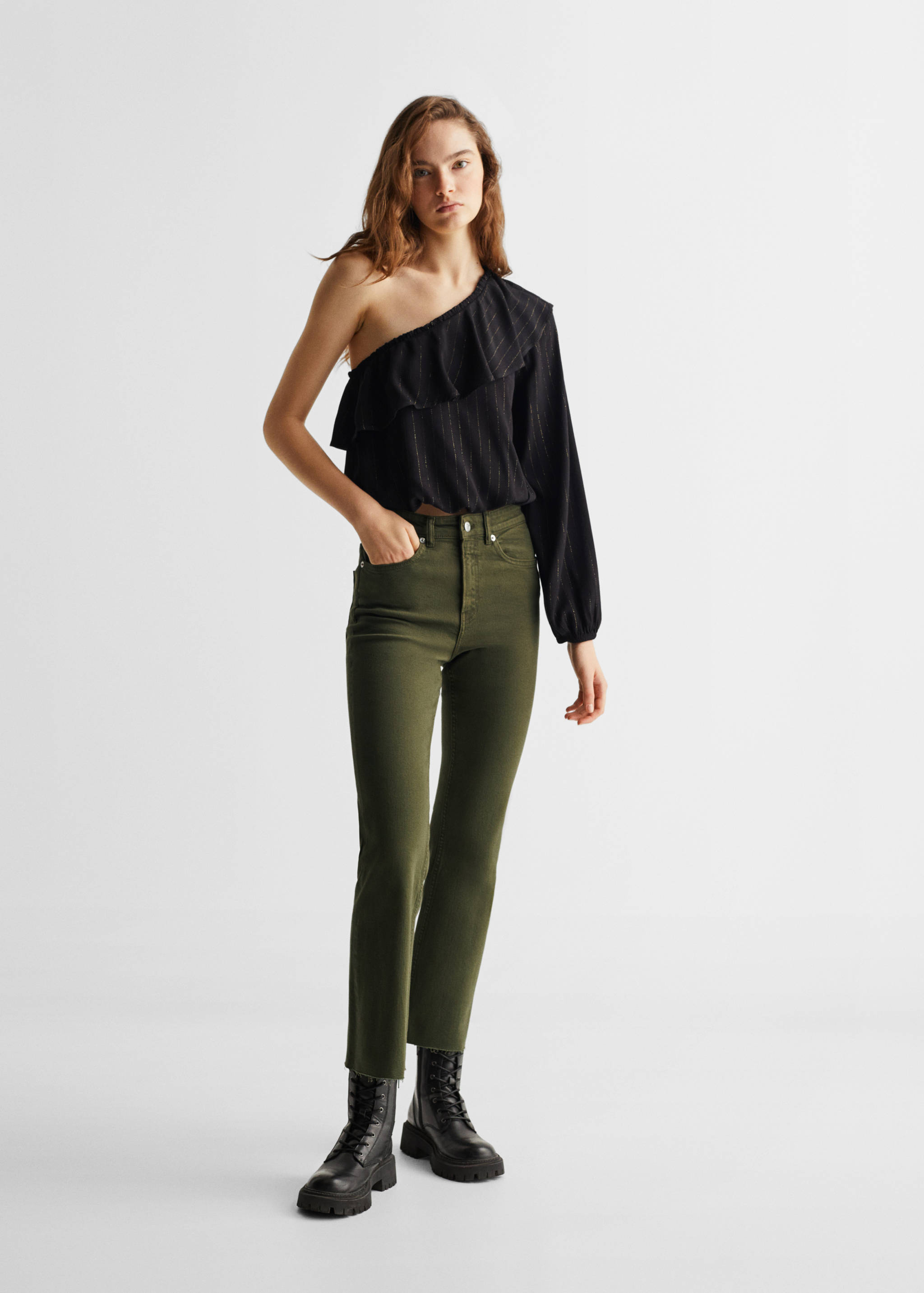 Glitter detail asymmetrical blouse - General plane