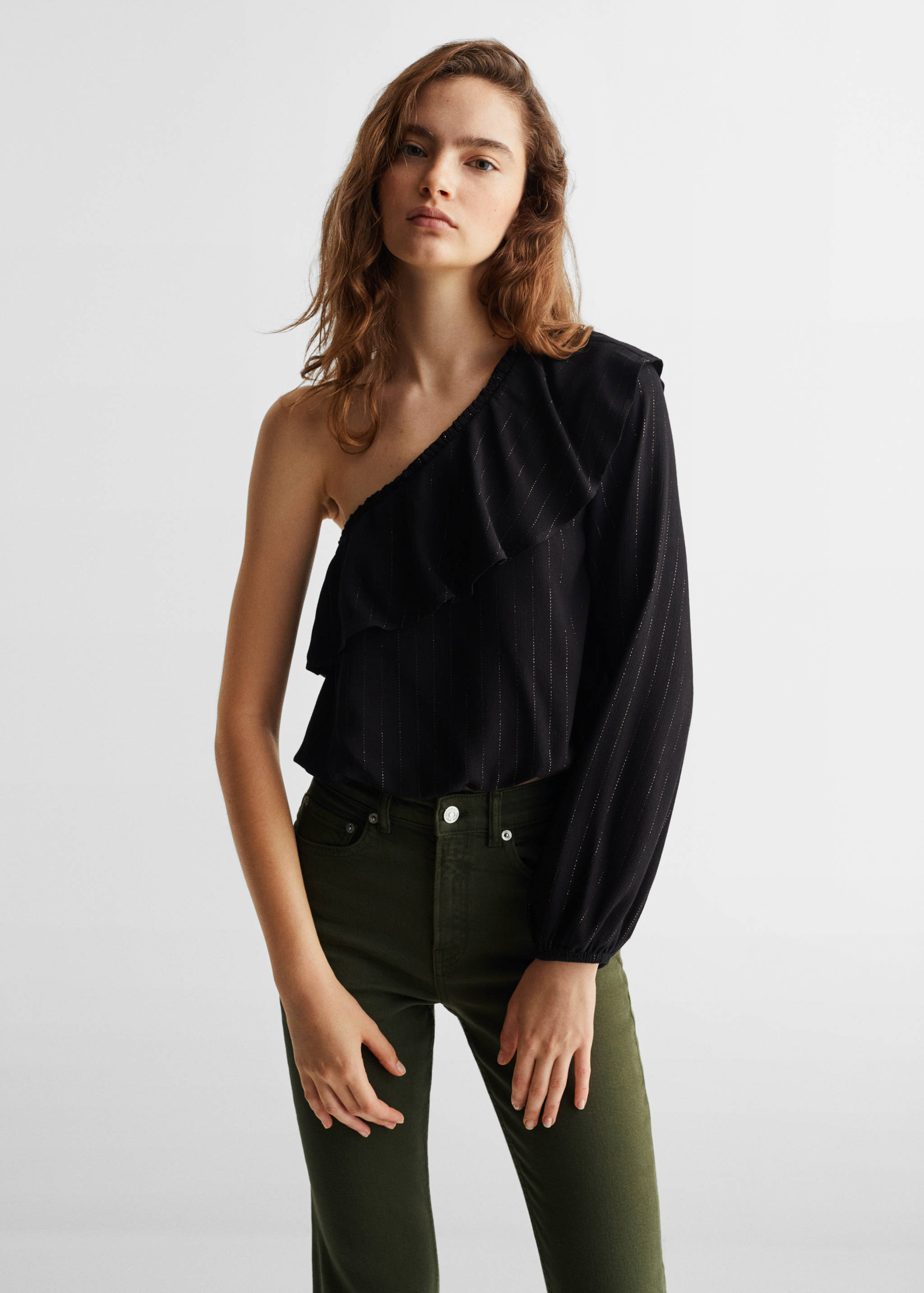 Glitter detail asymmetrical blouse - Medium plane