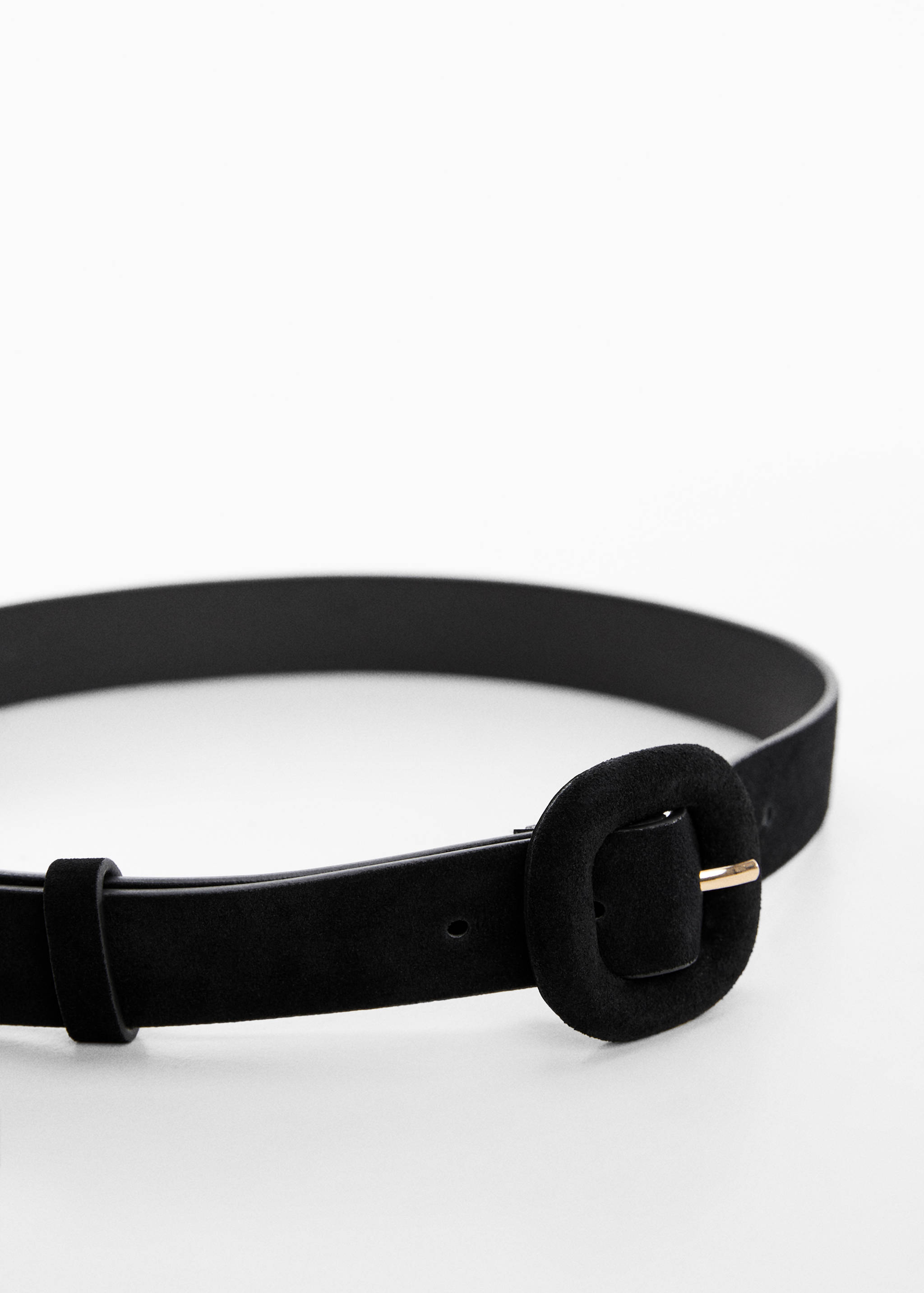 Kožený pásek s hranatou přezkou - Náhled ve středové rovině