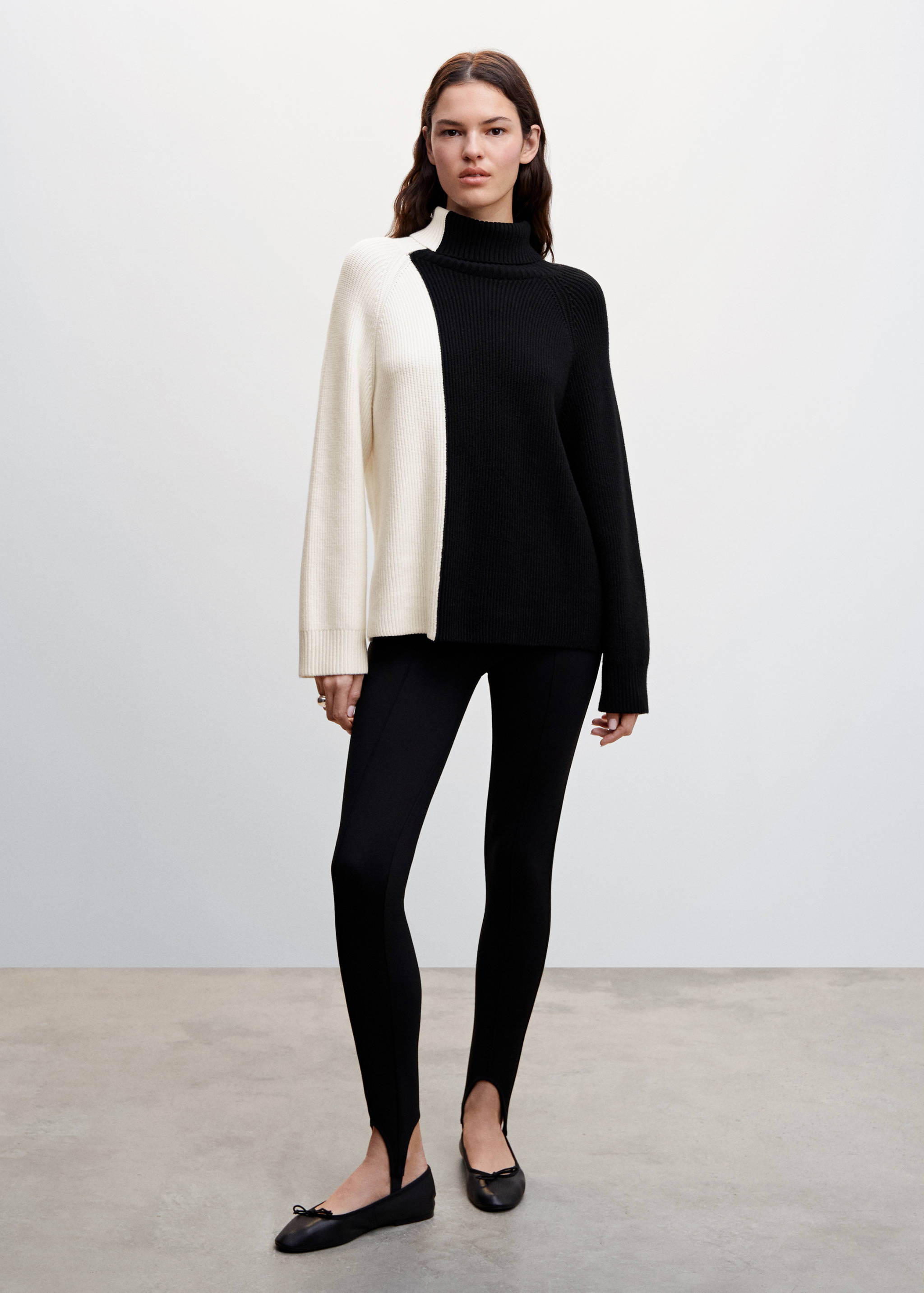 Pull-over col roulé bicolore - Plan général