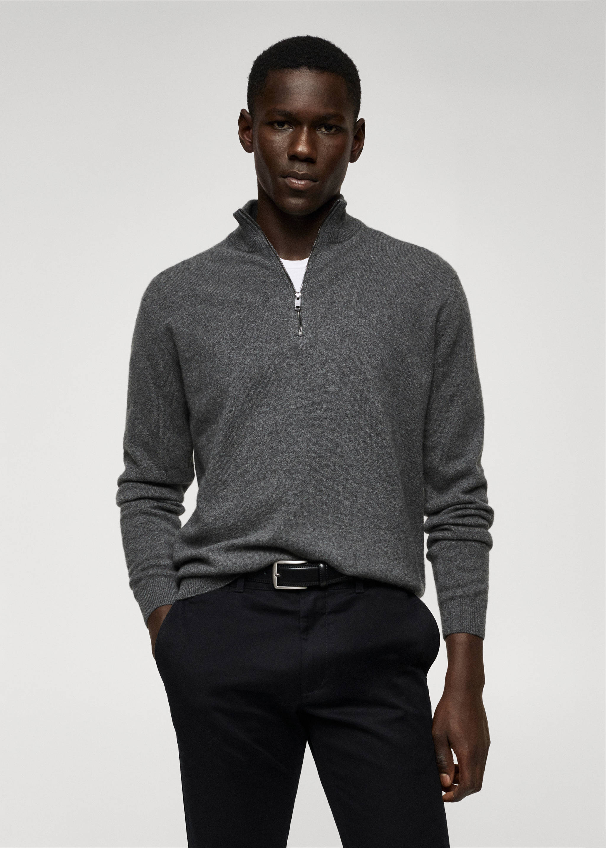 Pull-over cachemire col zippé - Plan moyen