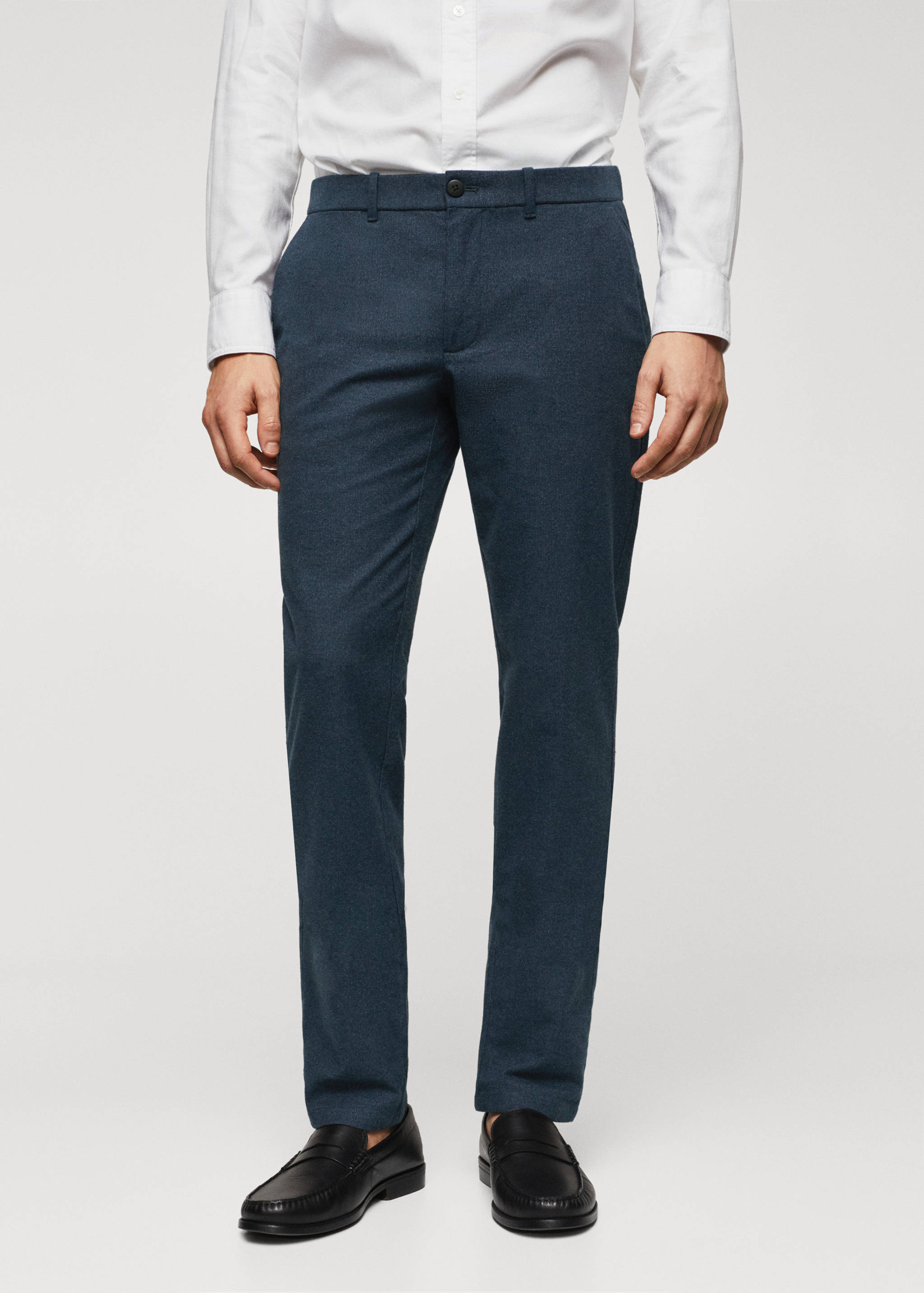 Pantalons slim fit cotó - Pla mig
