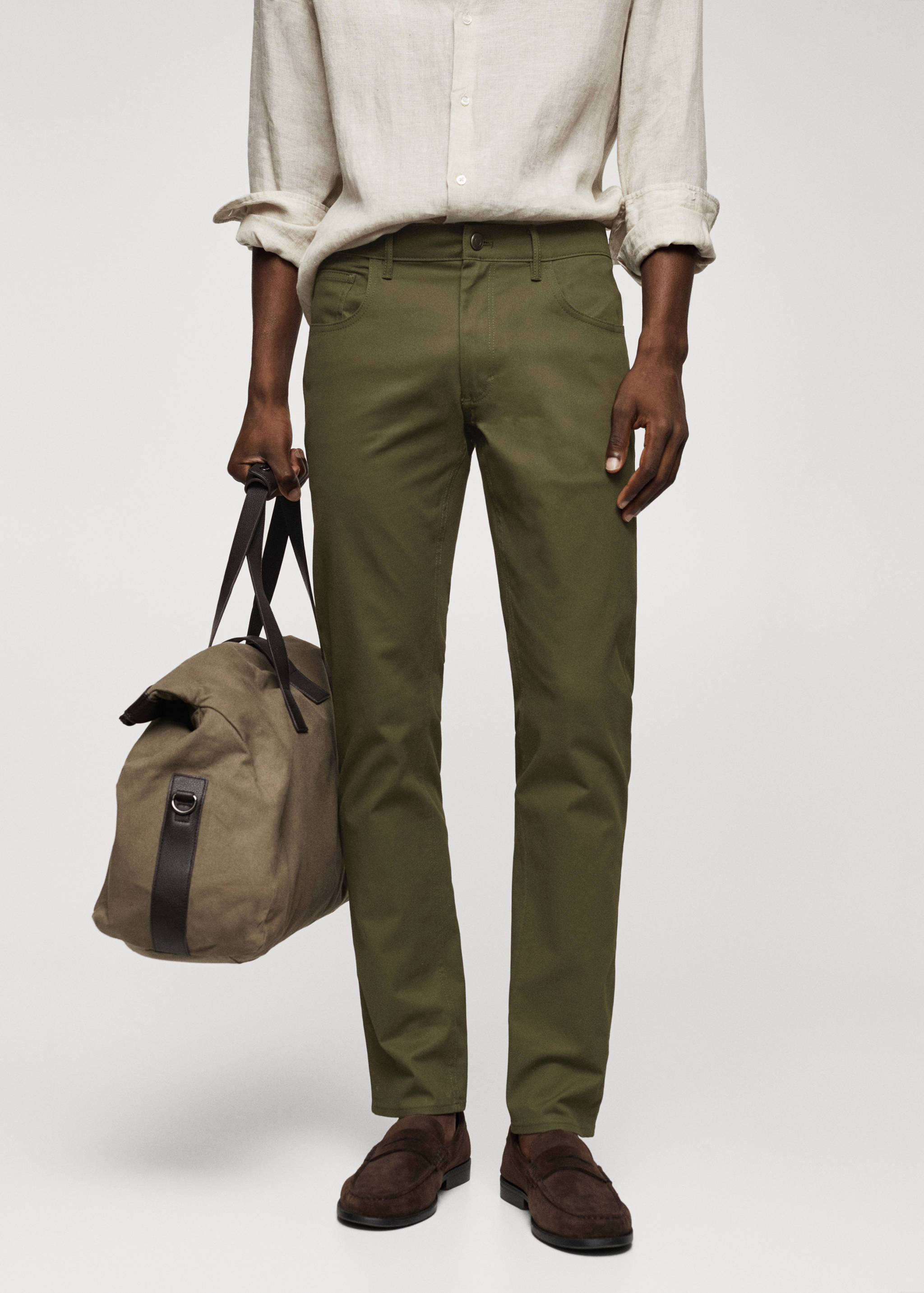 Pantalons estil texà slim fit sarja - Pla mig