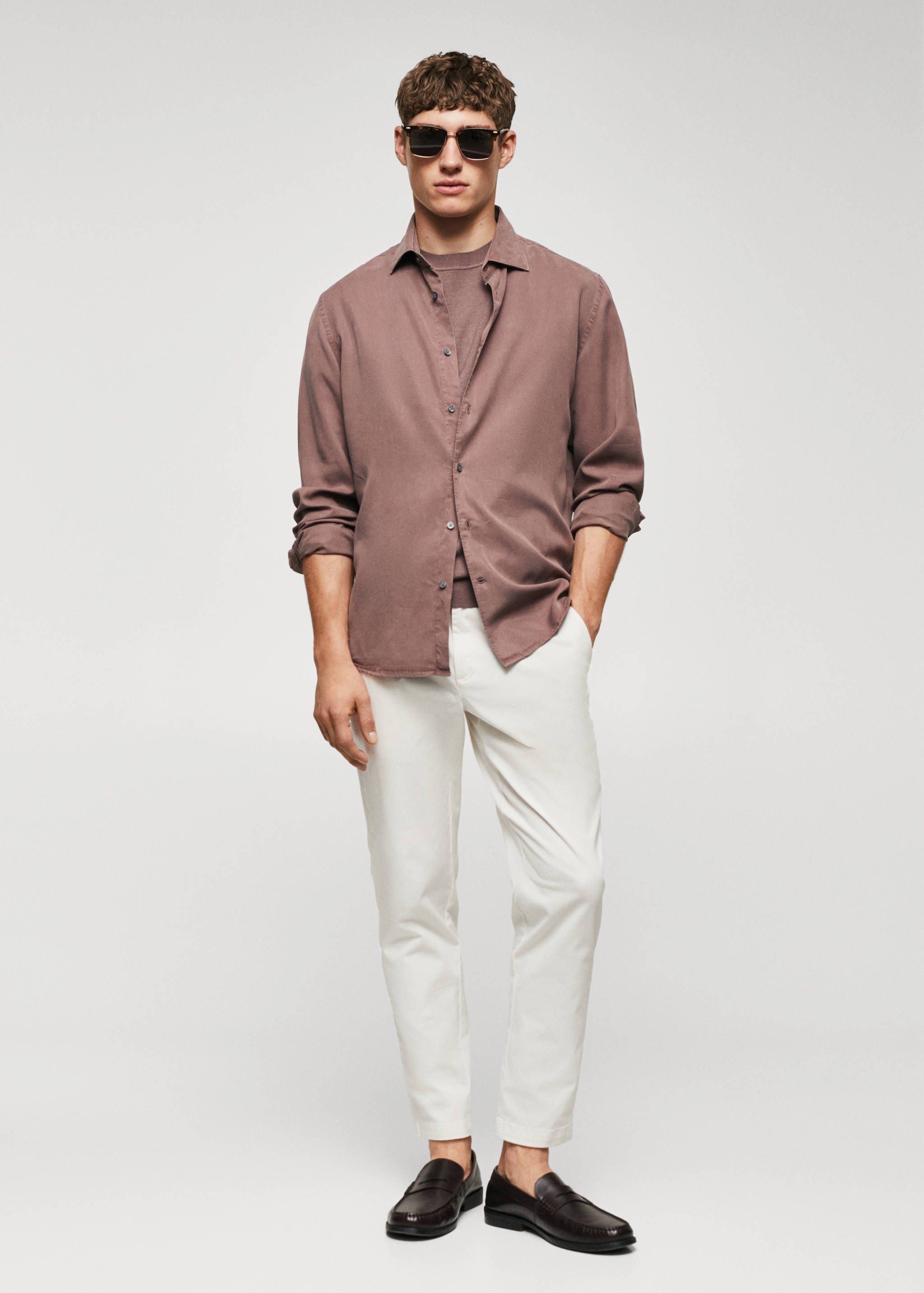 Cotton tapered crop pants - General plane