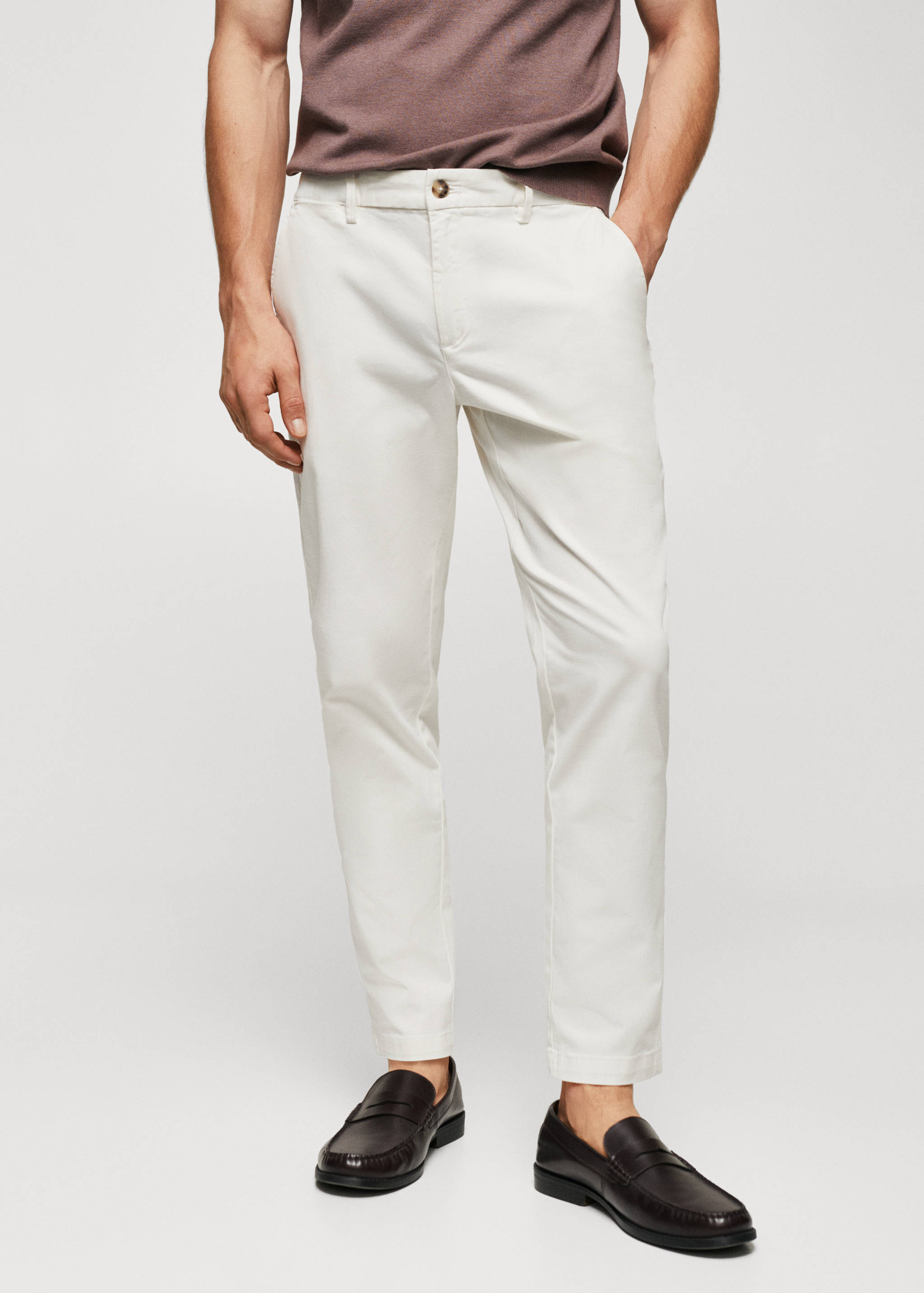 Cotton tapered crop pants - Medium plane