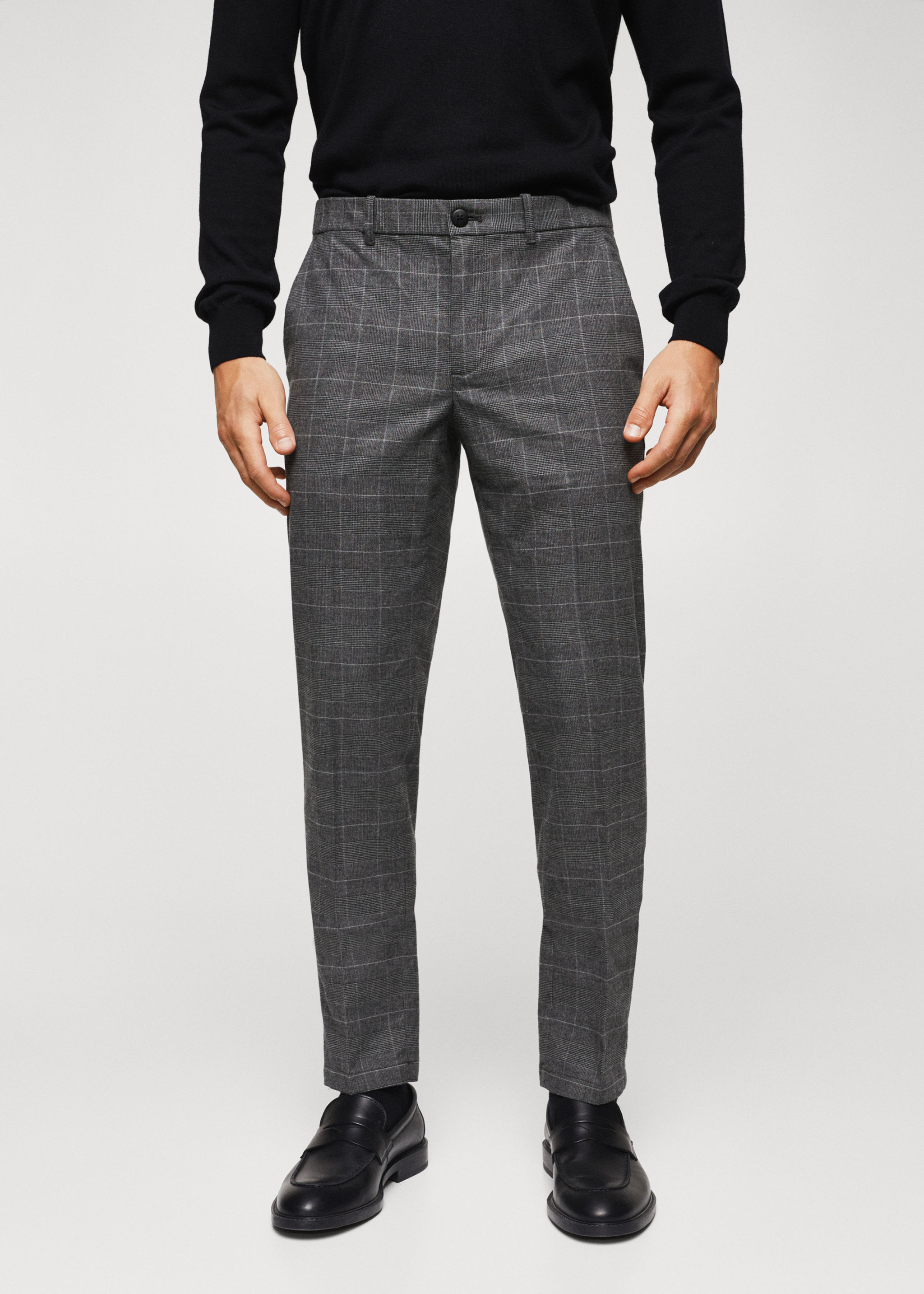 Slim fit checked cotton trousers - Medium plane