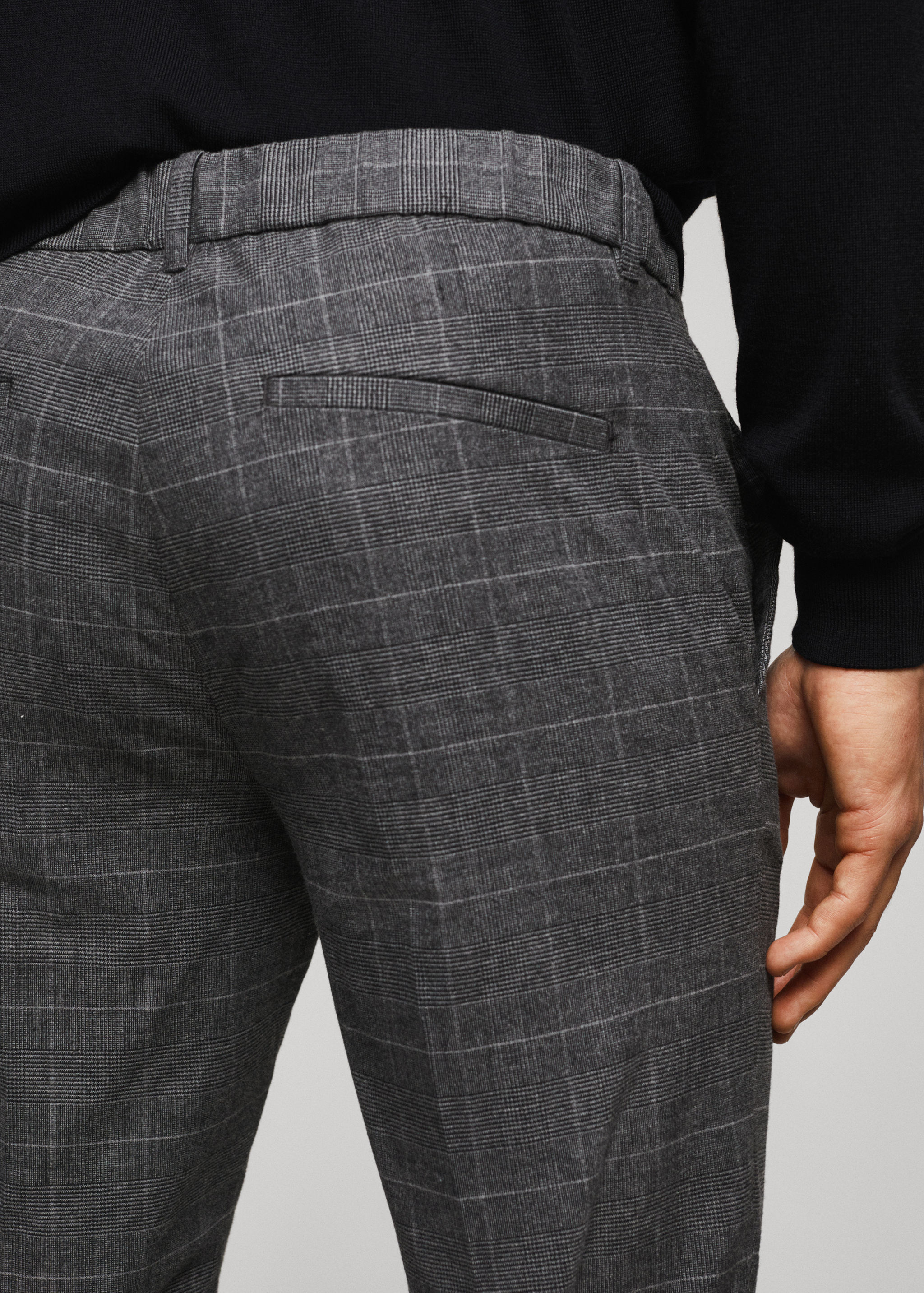 Slim fit checked cotton trousers - Details of the article 4