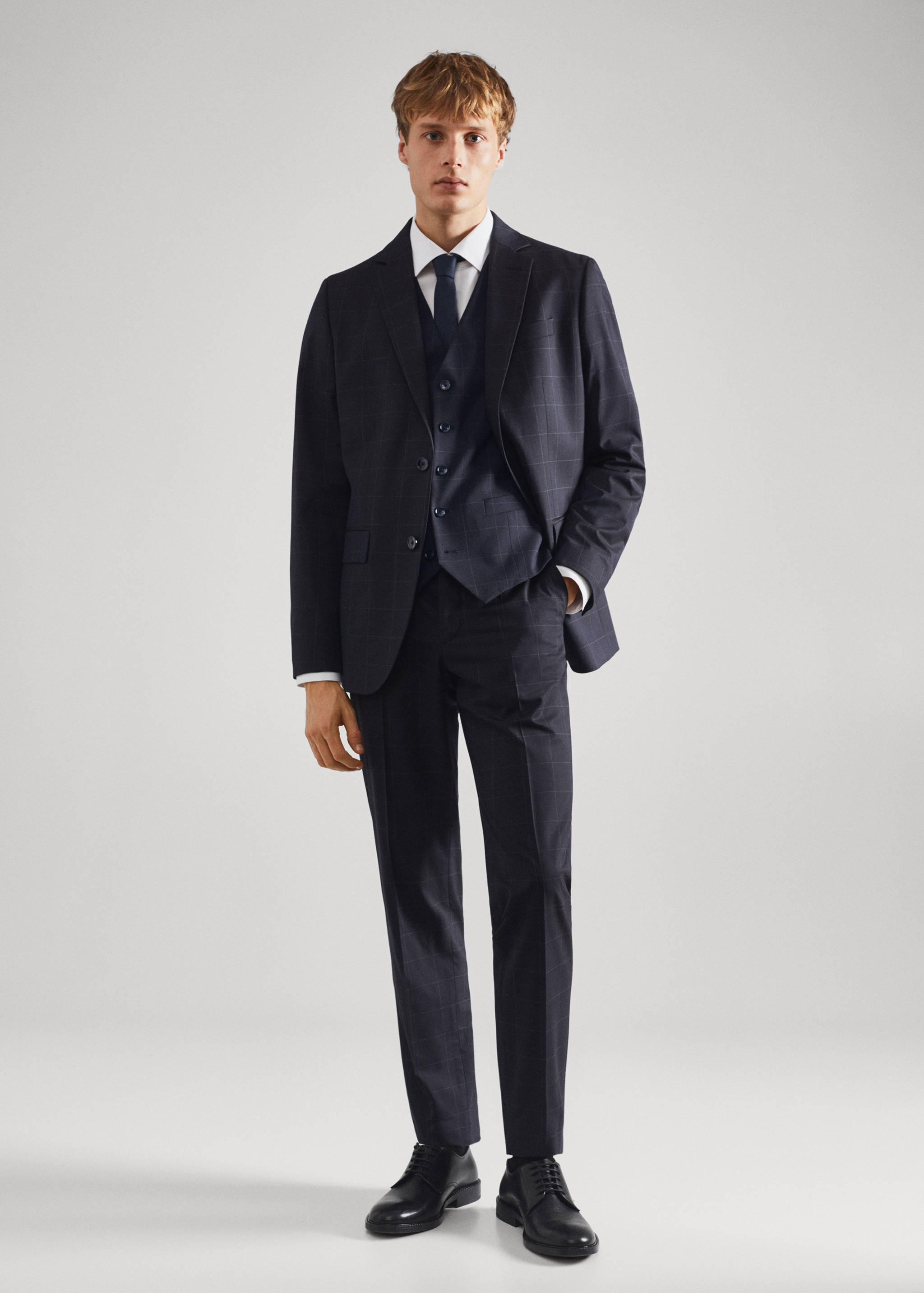 Gilet de costume slim fit carreaux - Plan général