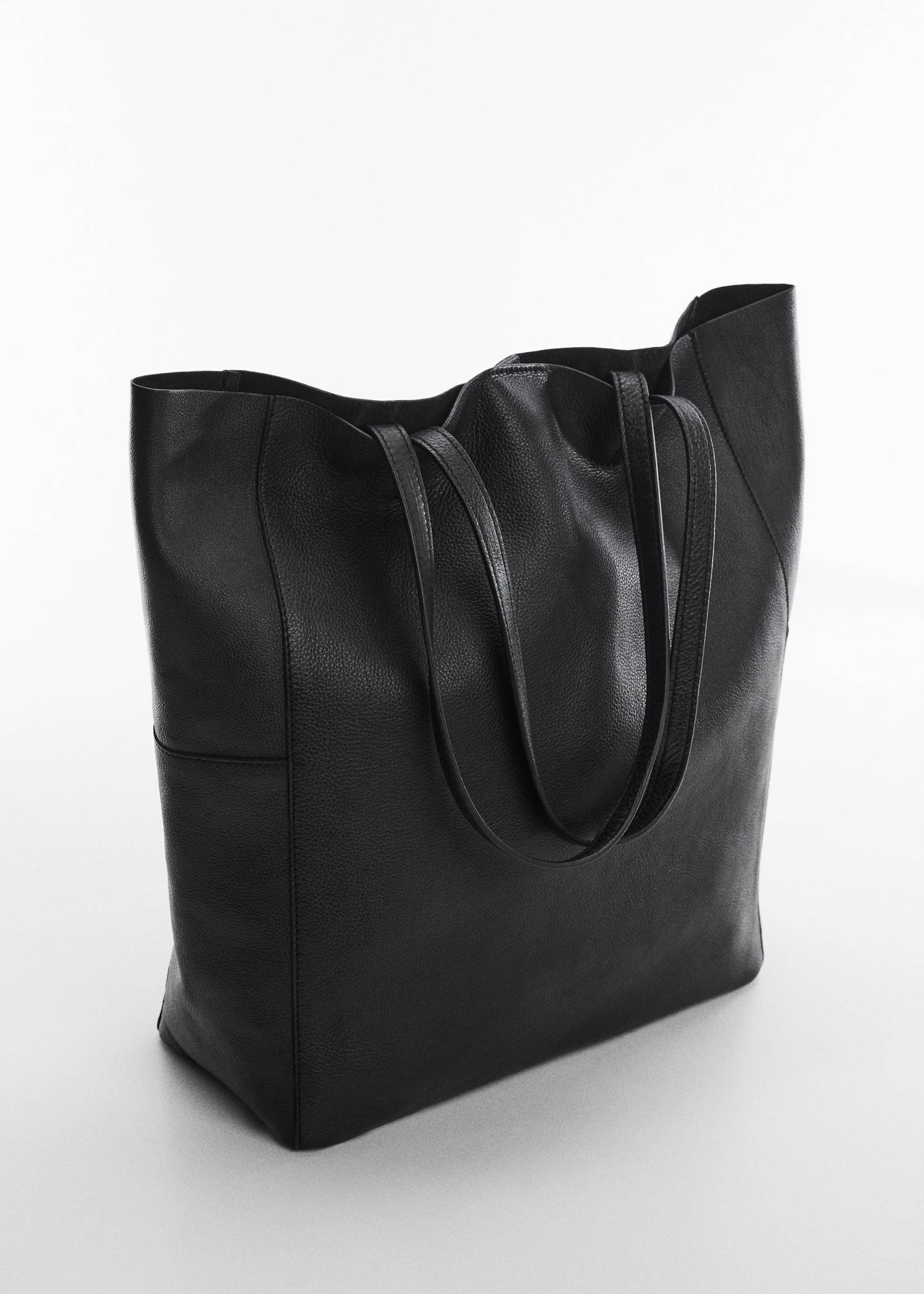Leather shopper bag - Medium plane