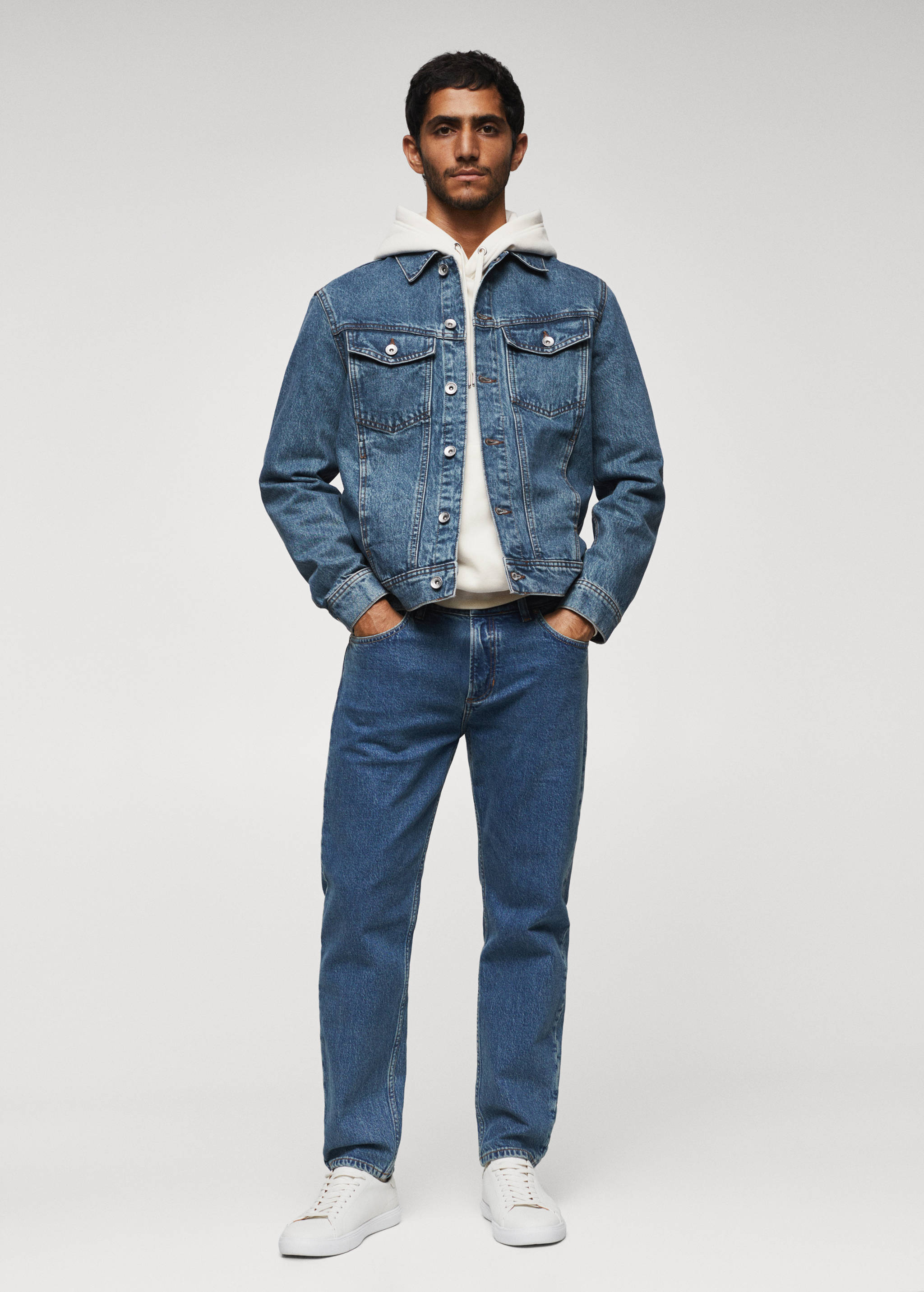 Vintage-wash denim jacket - General plane