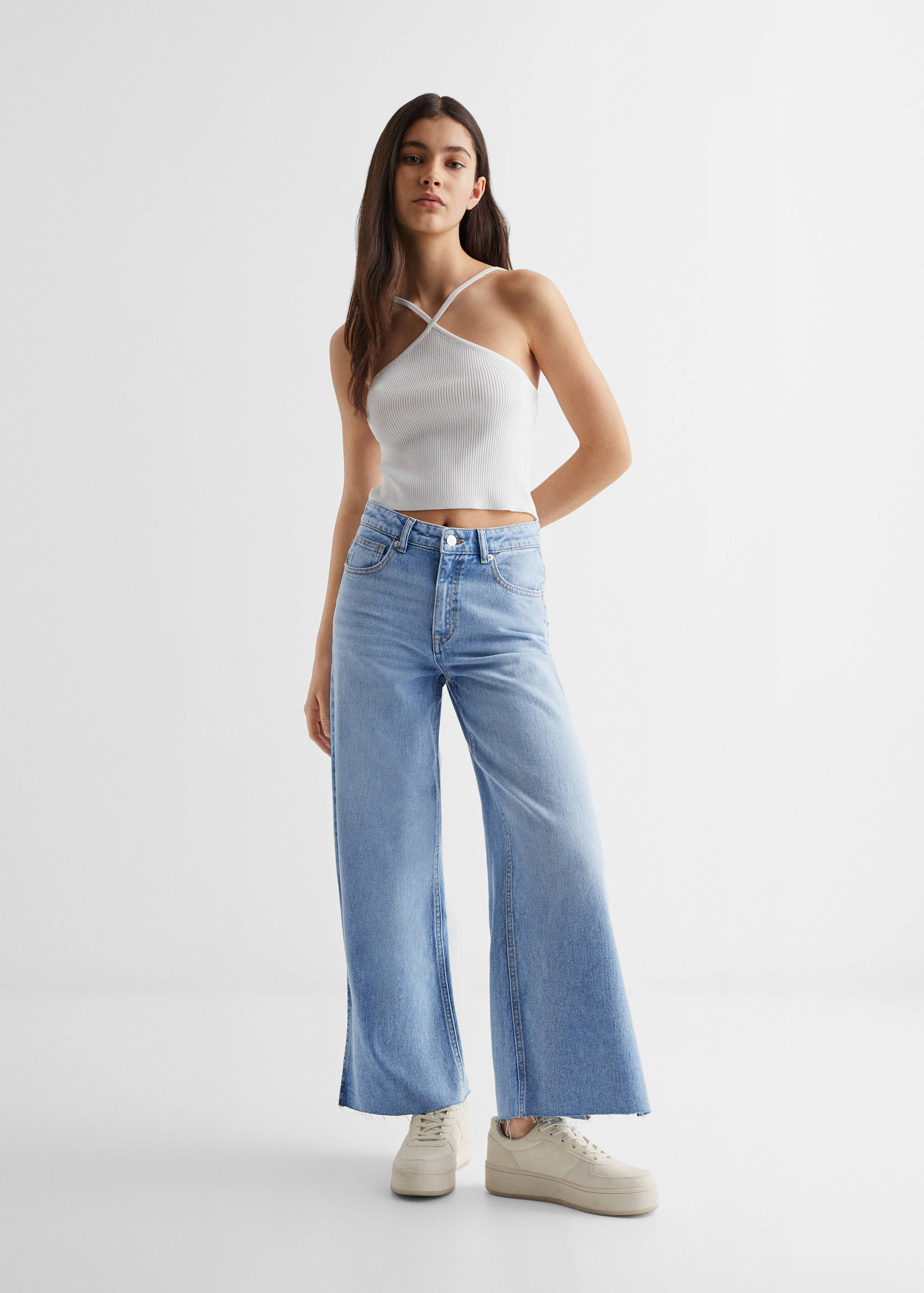 Culotte jeans with openings - General plane