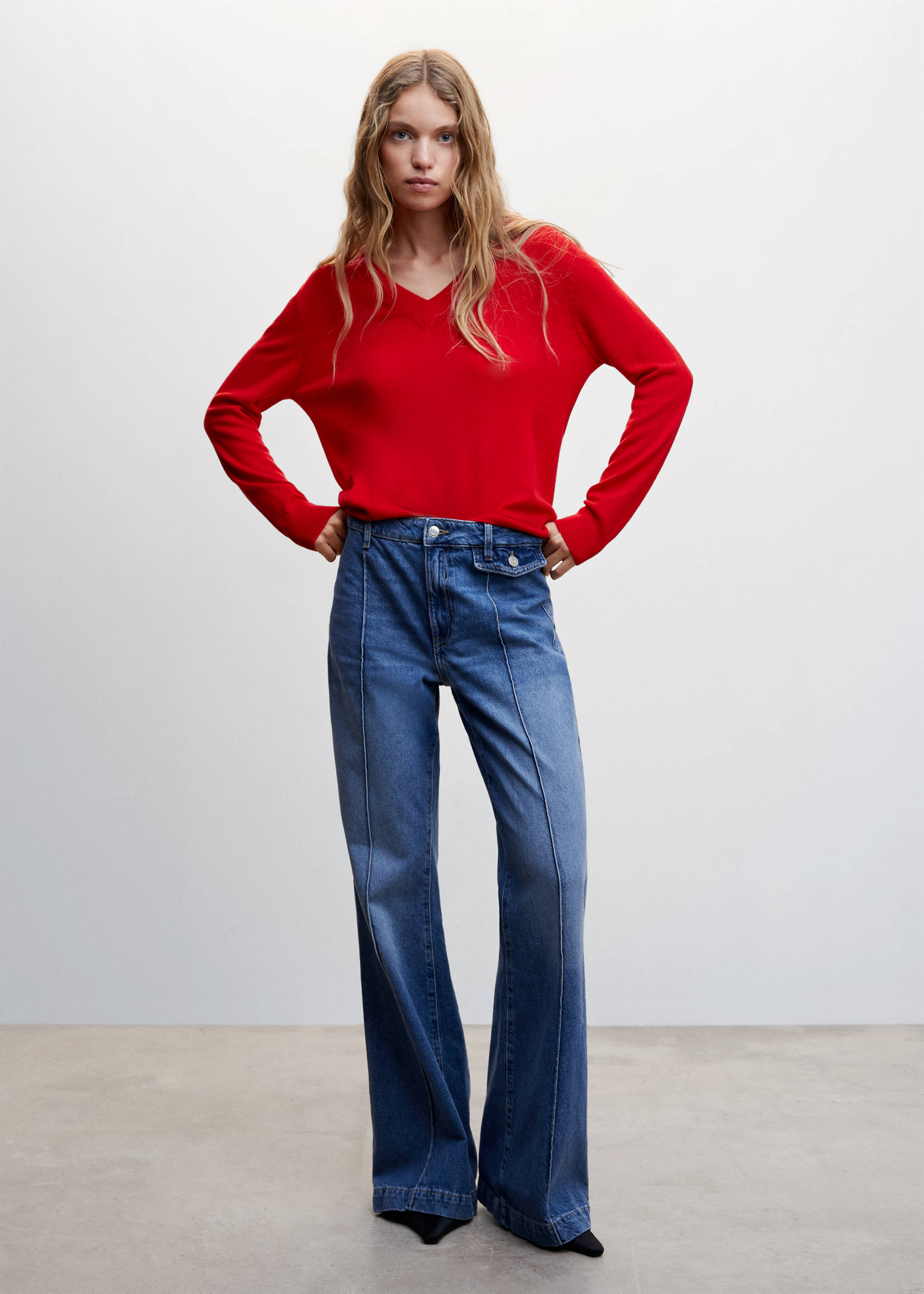 100% wool v-neck sweater - General plane