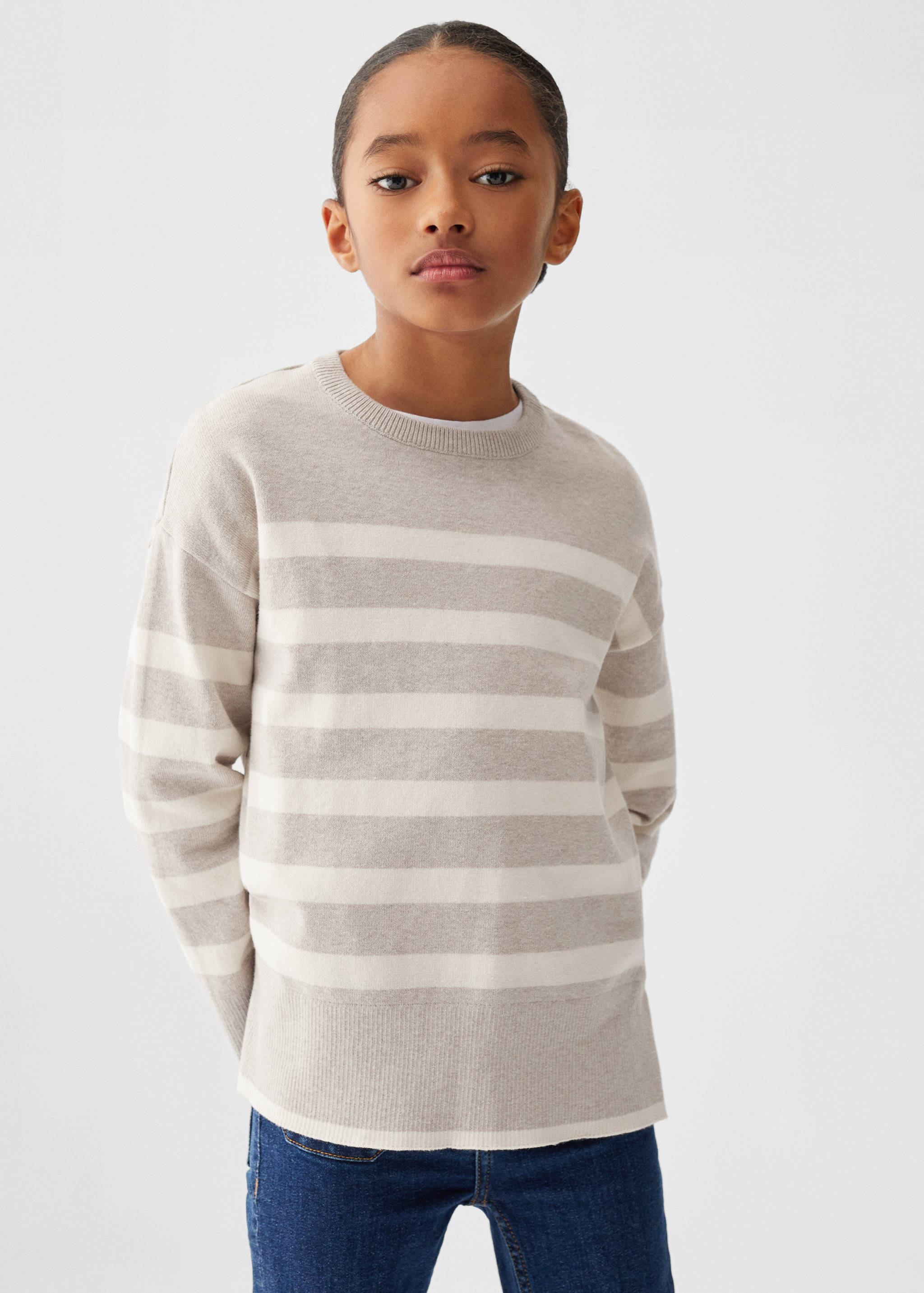 Striped cotton-blend sweater - Medium plane