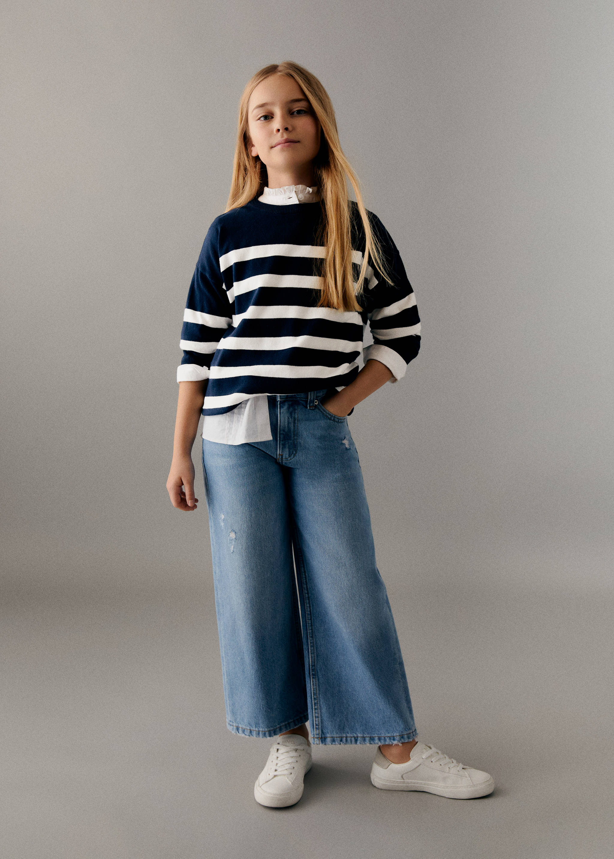 Striped cotton-blend sweater - General plane