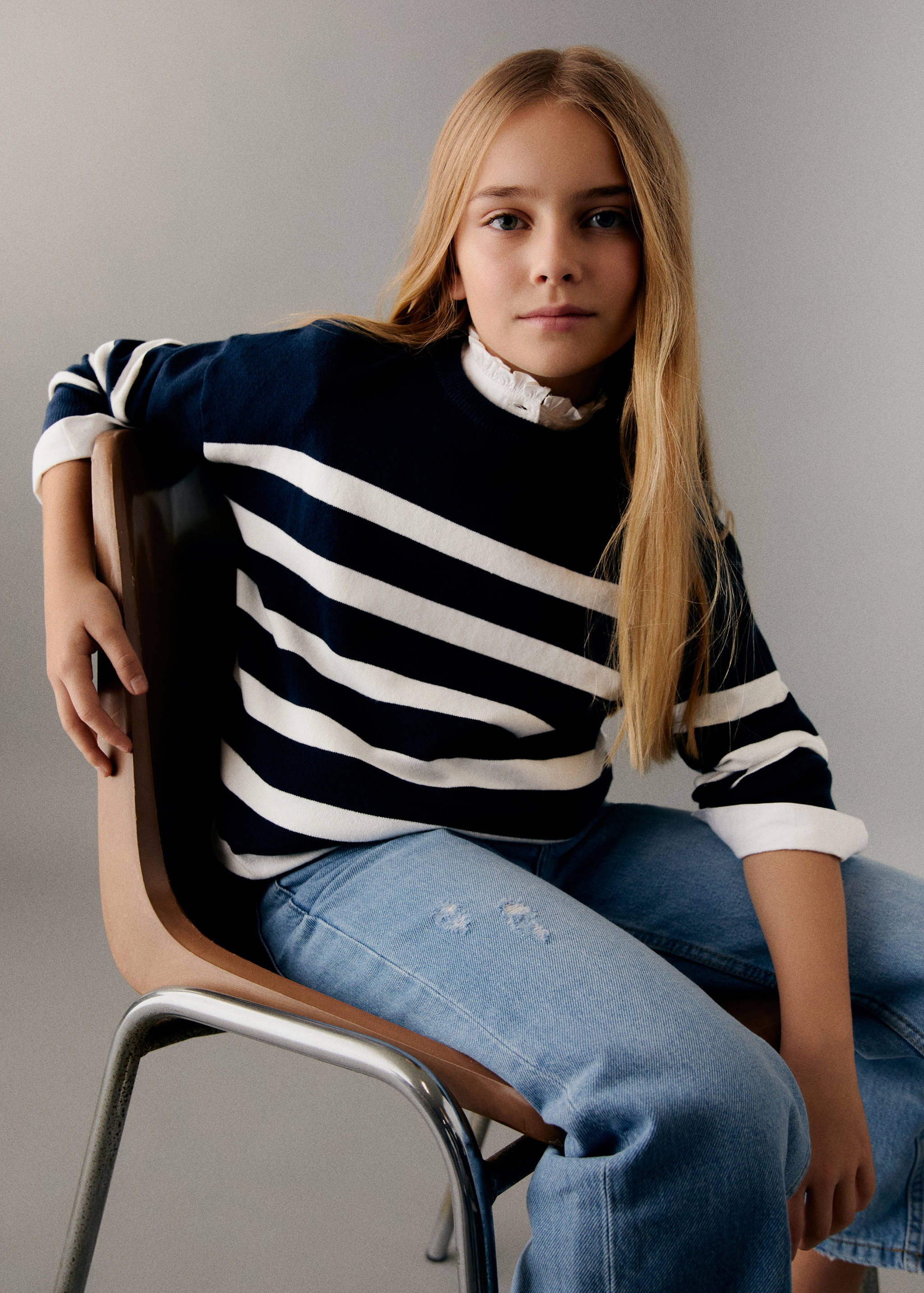 Striped cotton-blend sweater - Medium plane