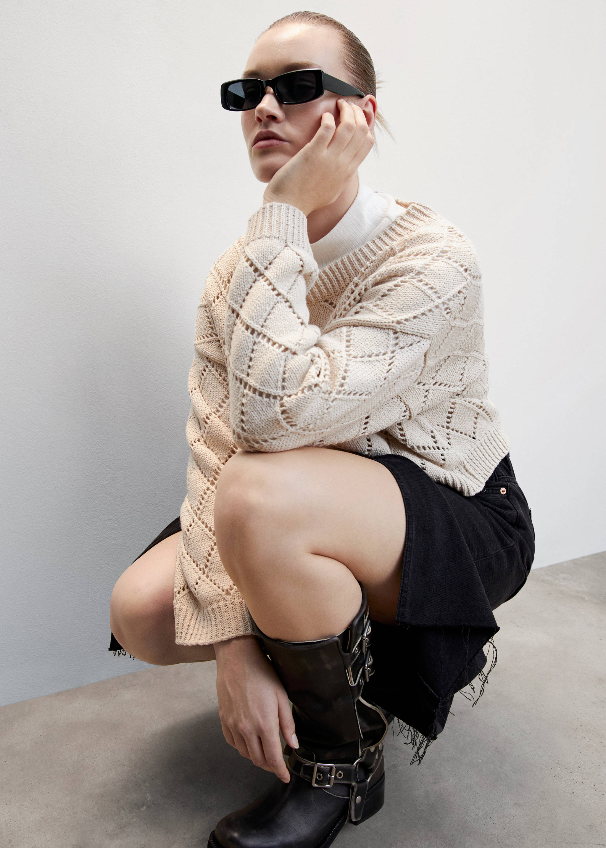 Katoenen ajour crop trui - Detail van het artikel 4