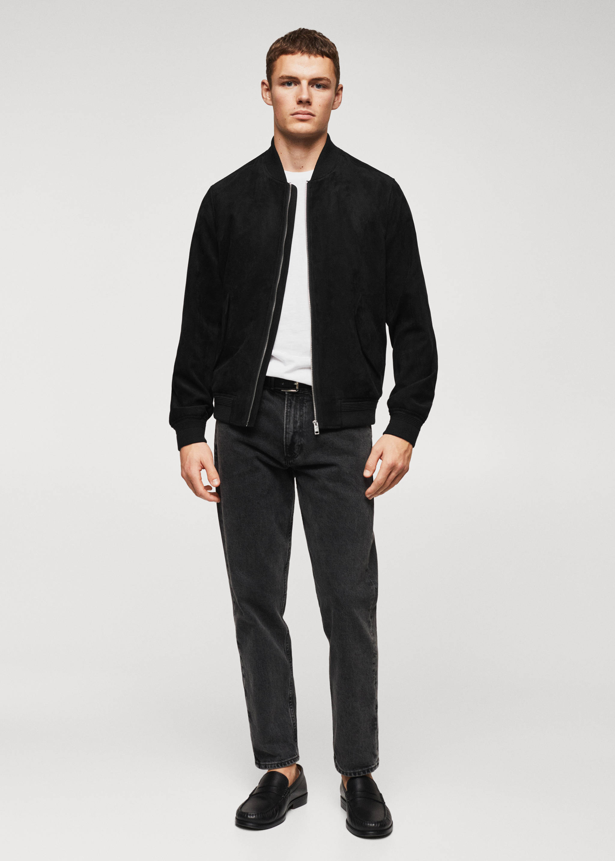 Suede-effect bomber jacket - General plane