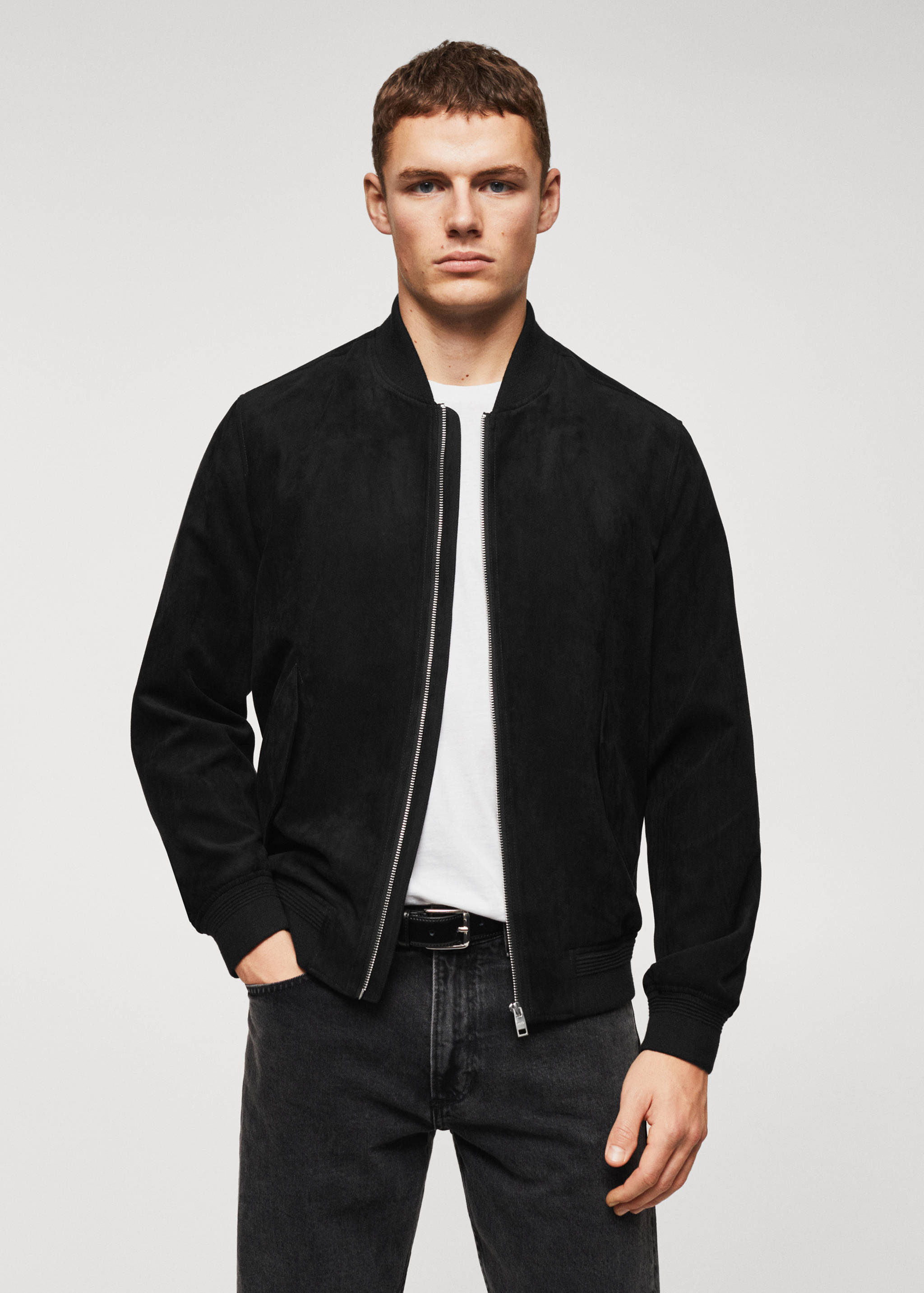 Suede-effect bomber jacket - Medium plane