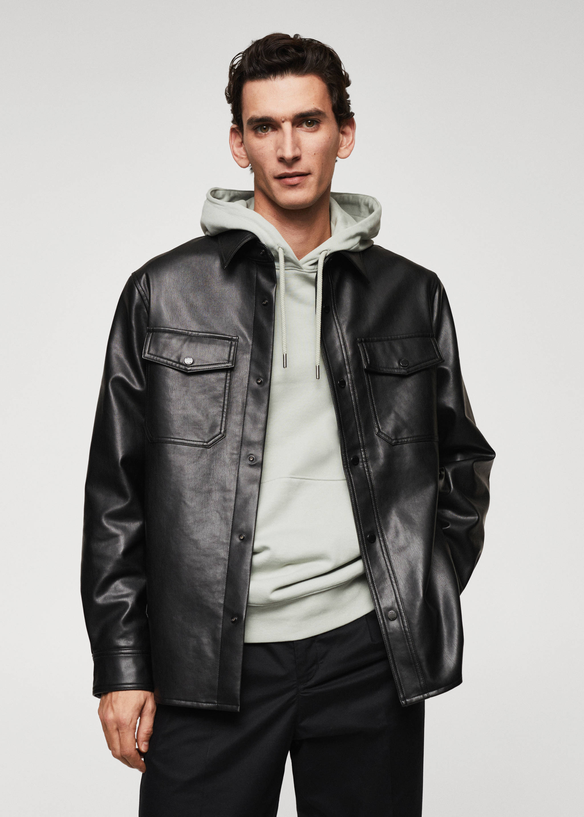 Leather-effect overshirt - Medium plane