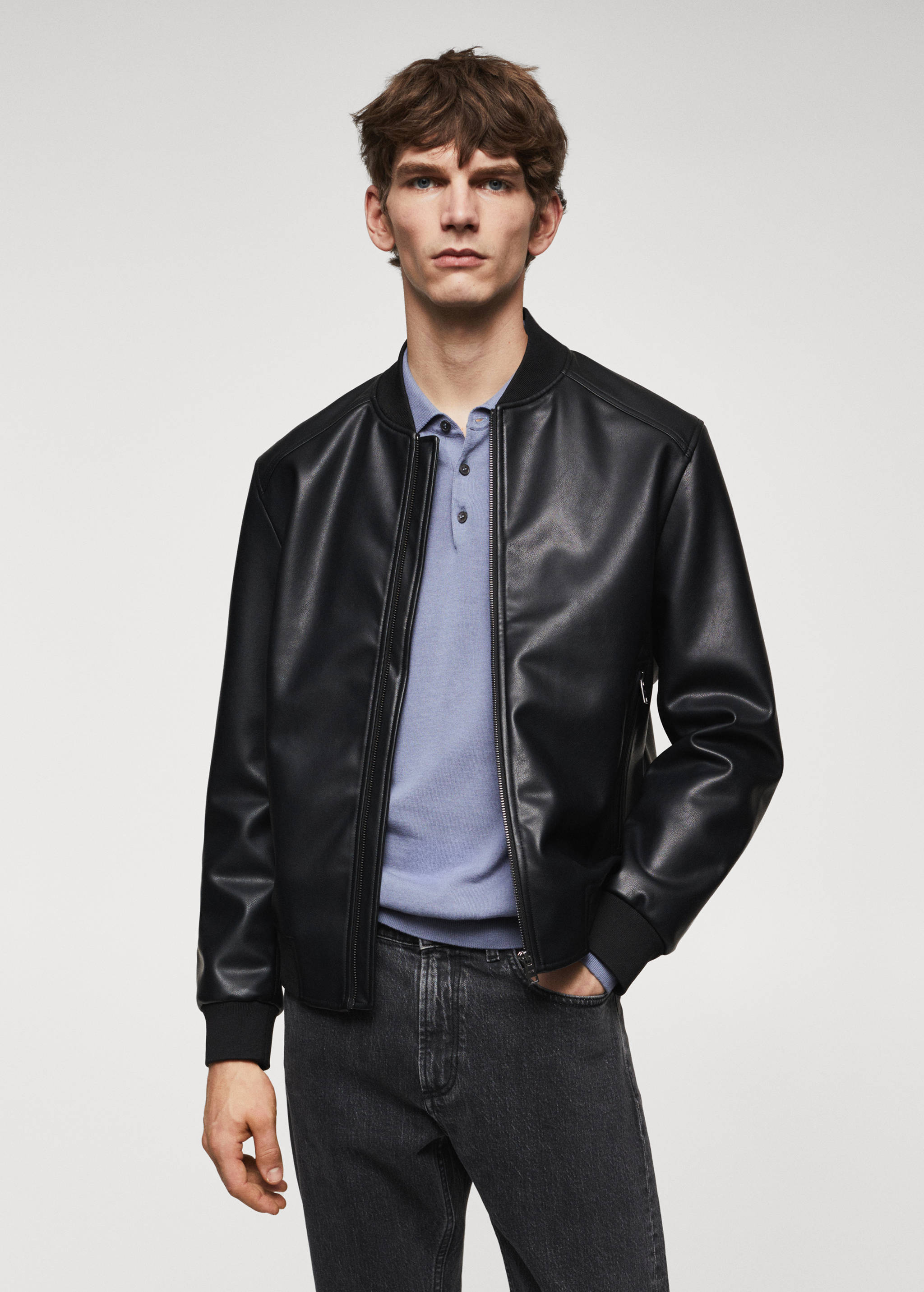 Caçadora bomber efecte pell - Pla mig