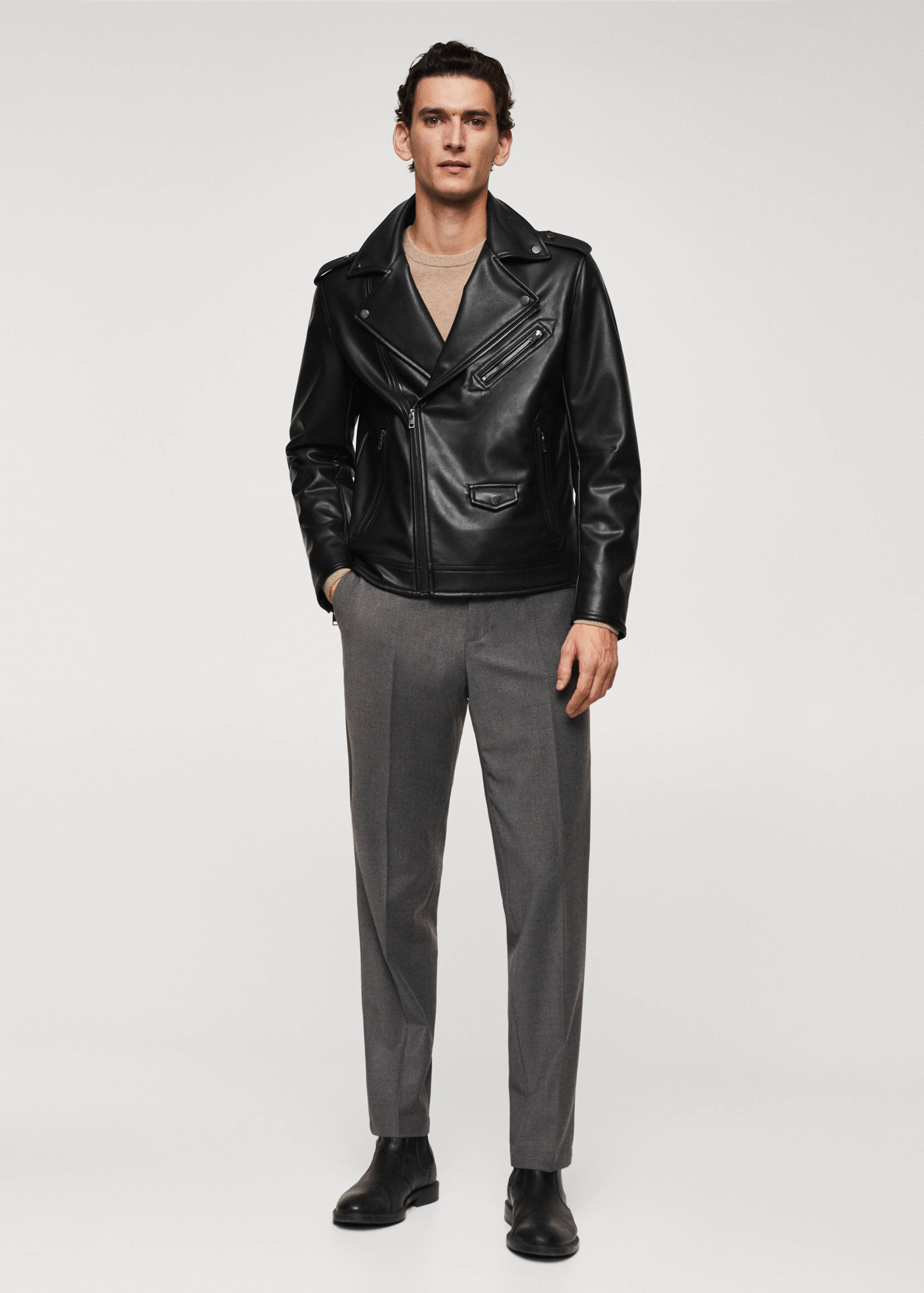 Caçadora biker efecte pell - Pla general