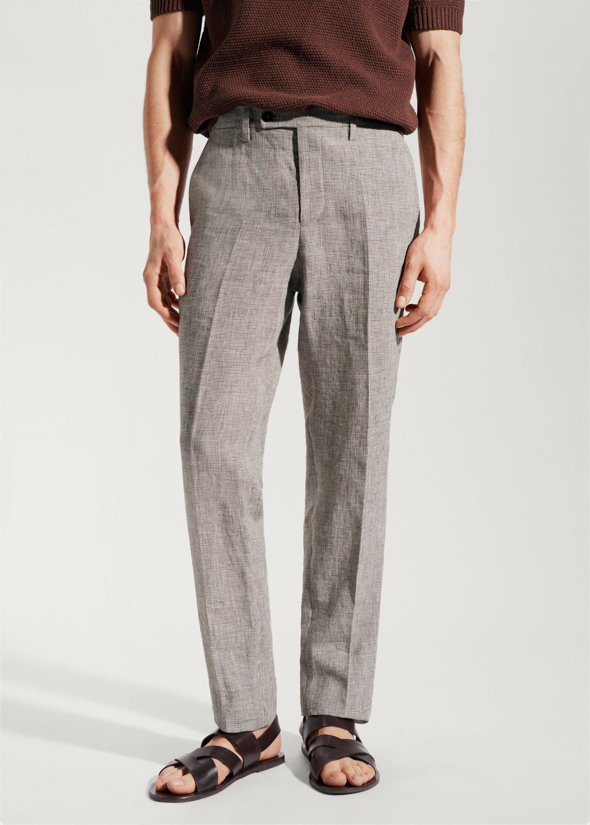 Pantalón traje 100% lino - Plano medio
