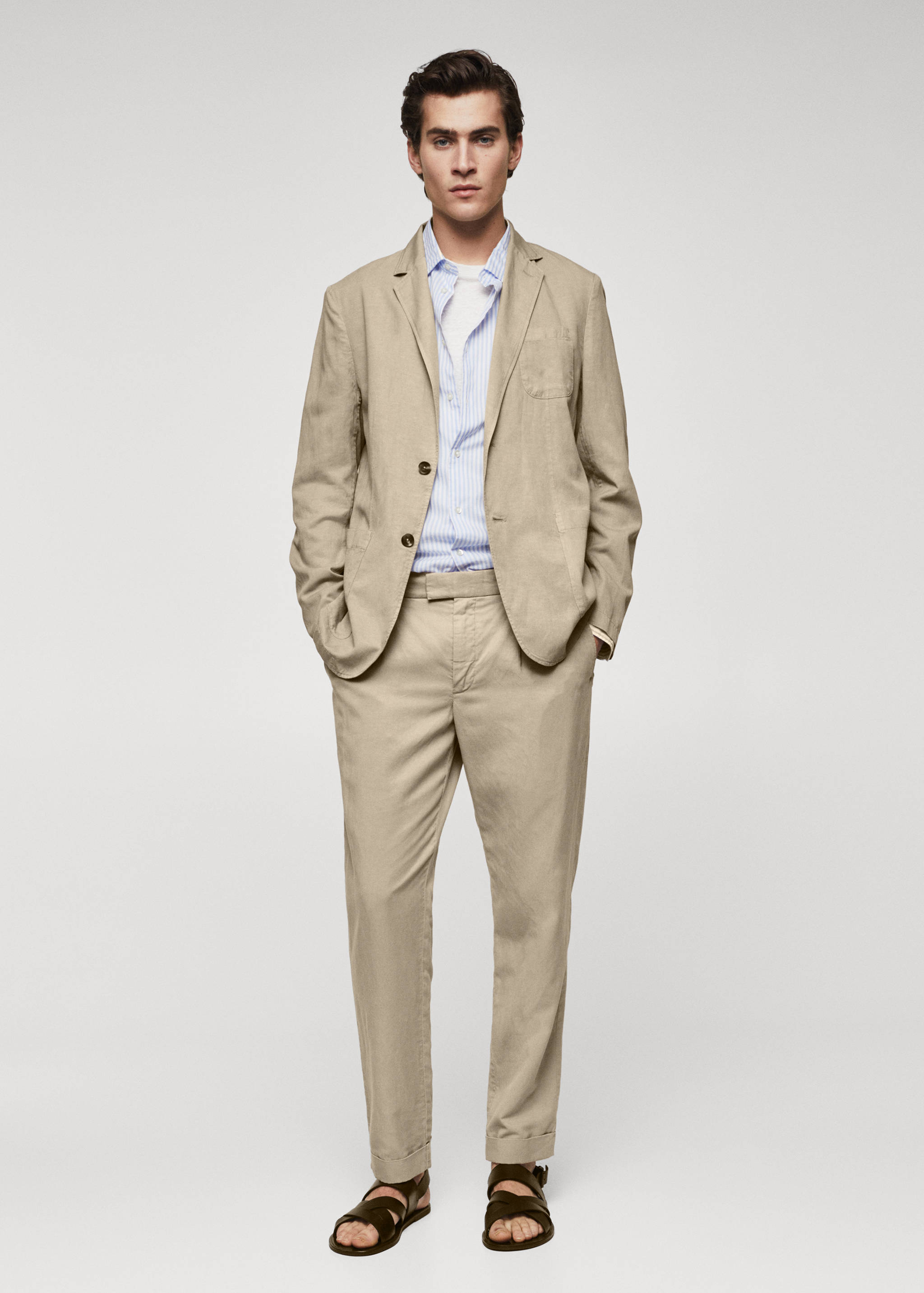 Slim Fit Blazer aus Leinen mit Baumwolle - Allgemeine Ansicht