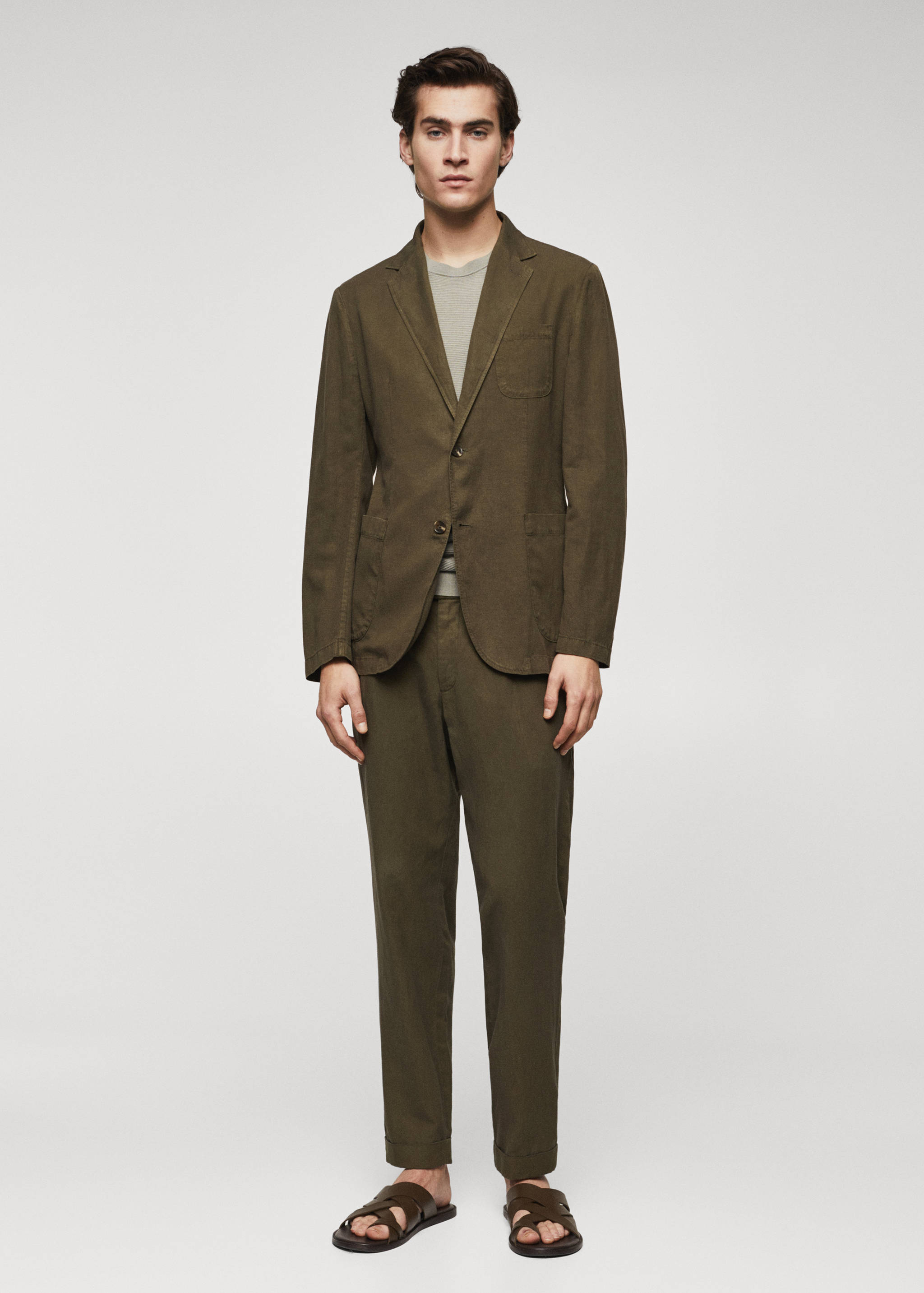 Slim Fit Blazer aus Leinen mit Baumwolle - Allgemeine Ansicht