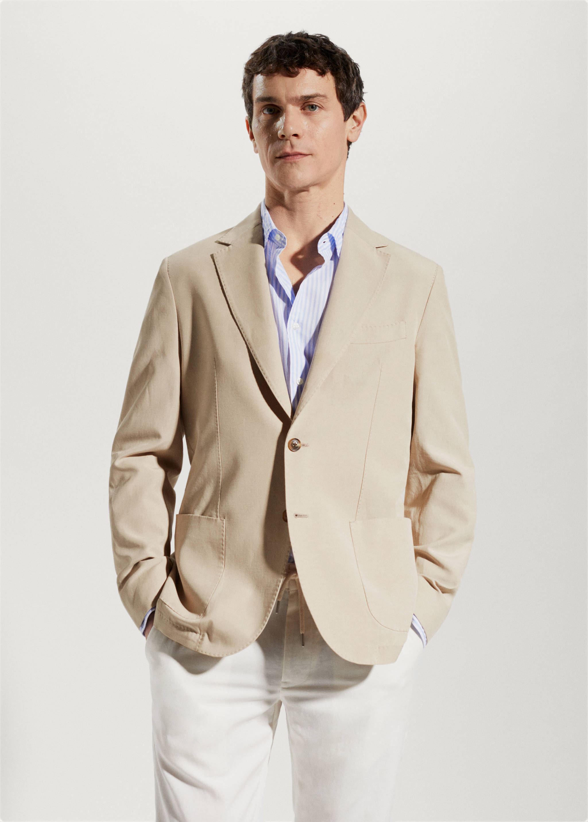 Katoenen slim fit blazer - Middenvlak