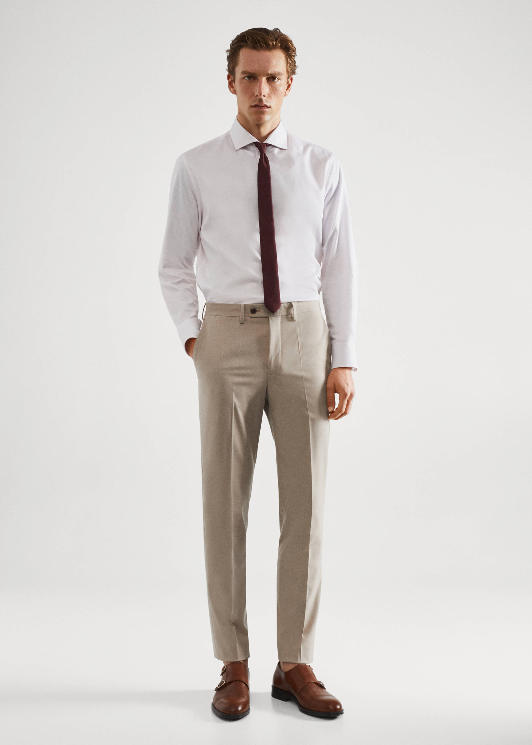 Pantalons vestit slim fit - Pla general
