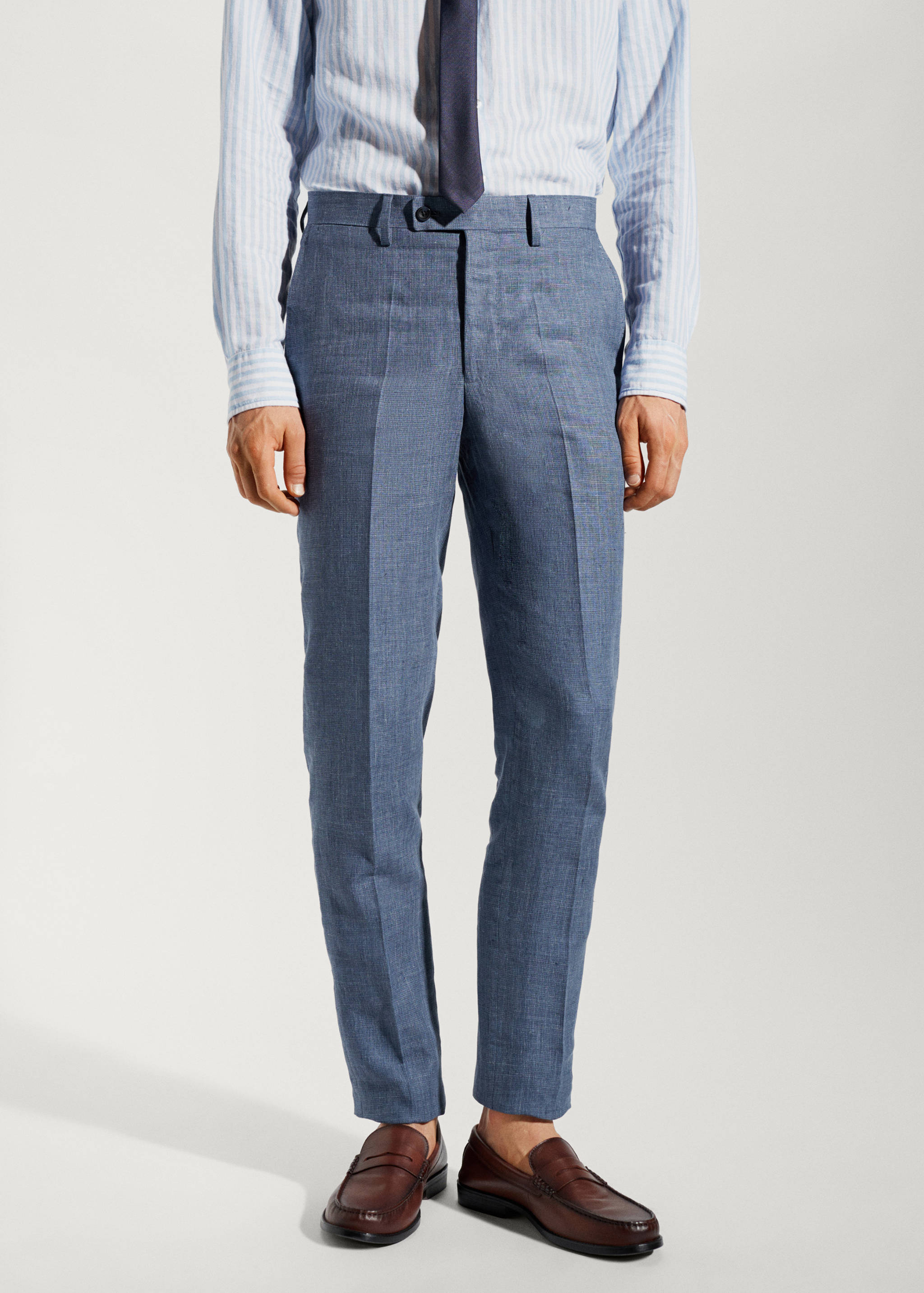 100% linen suit trousers - Medium plane